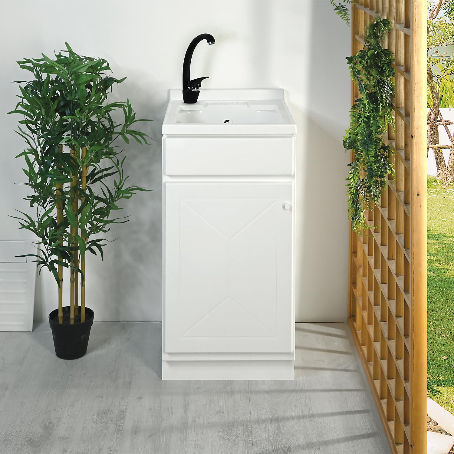 Lavatoio Lavapanni in Resina PP, Bianco, 45x60 Ideale per Ricambio o Installazione su Mobile o Piano da appoggio in Lavanderia o Cucina Incluso di Kit Sifoneria
