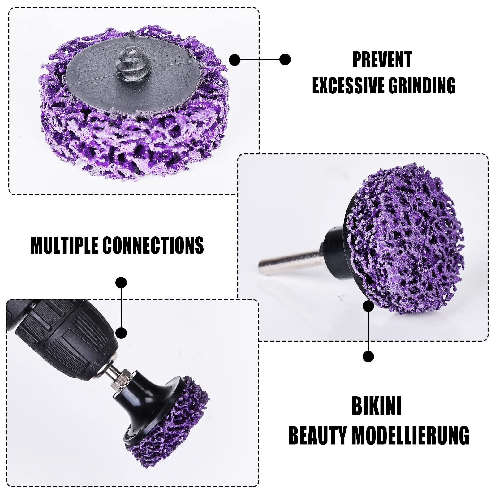 Set 17 Dischi CSD Per Trapano - 50mm, Per Lucidatura E Rimozione Ruggine, Viola/Blu/Nero - Foto 5