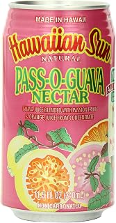 Hawaiian Sun Pass-O-Guava Nectar: Tropical Passion Fruit, Orange & Guava Blend, 11.5oz Cans (24 Pack) - Authentic Hawaii Made