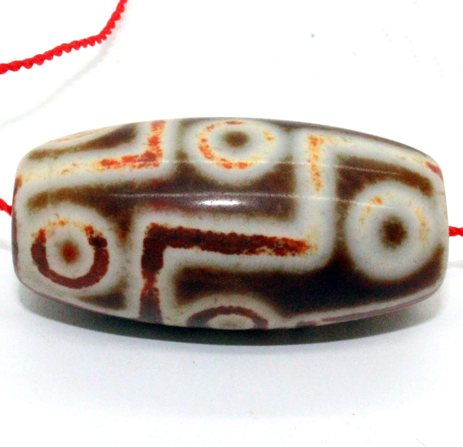 Chinese Handmade Agate Stone Pattern Oval Long Dzi Bead Pendant Aws230