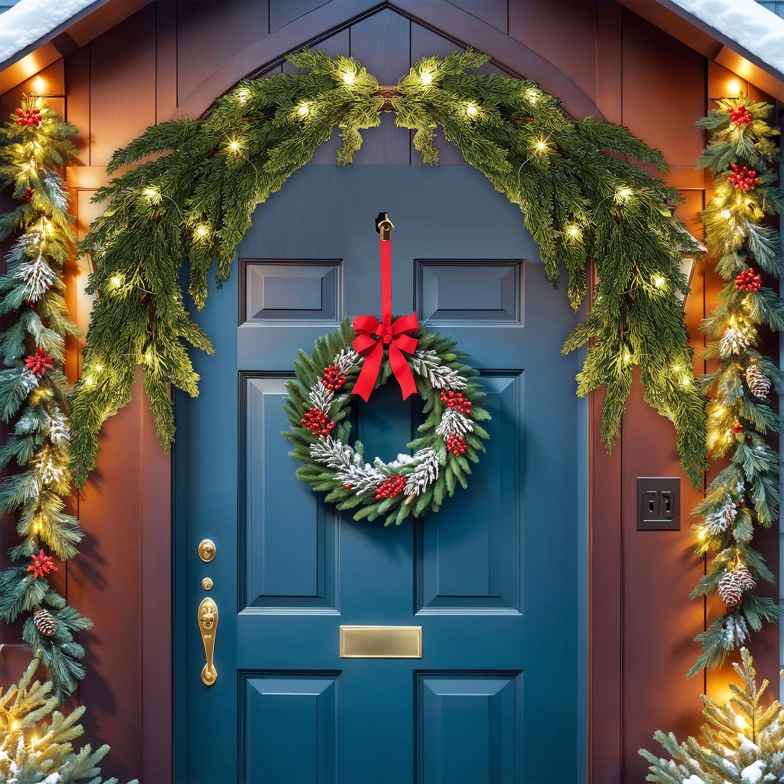 Christmas swag L 【cotton】 Amazon.com: Riceshoot 47'' Natural Feel Artificial Cedar Christmas