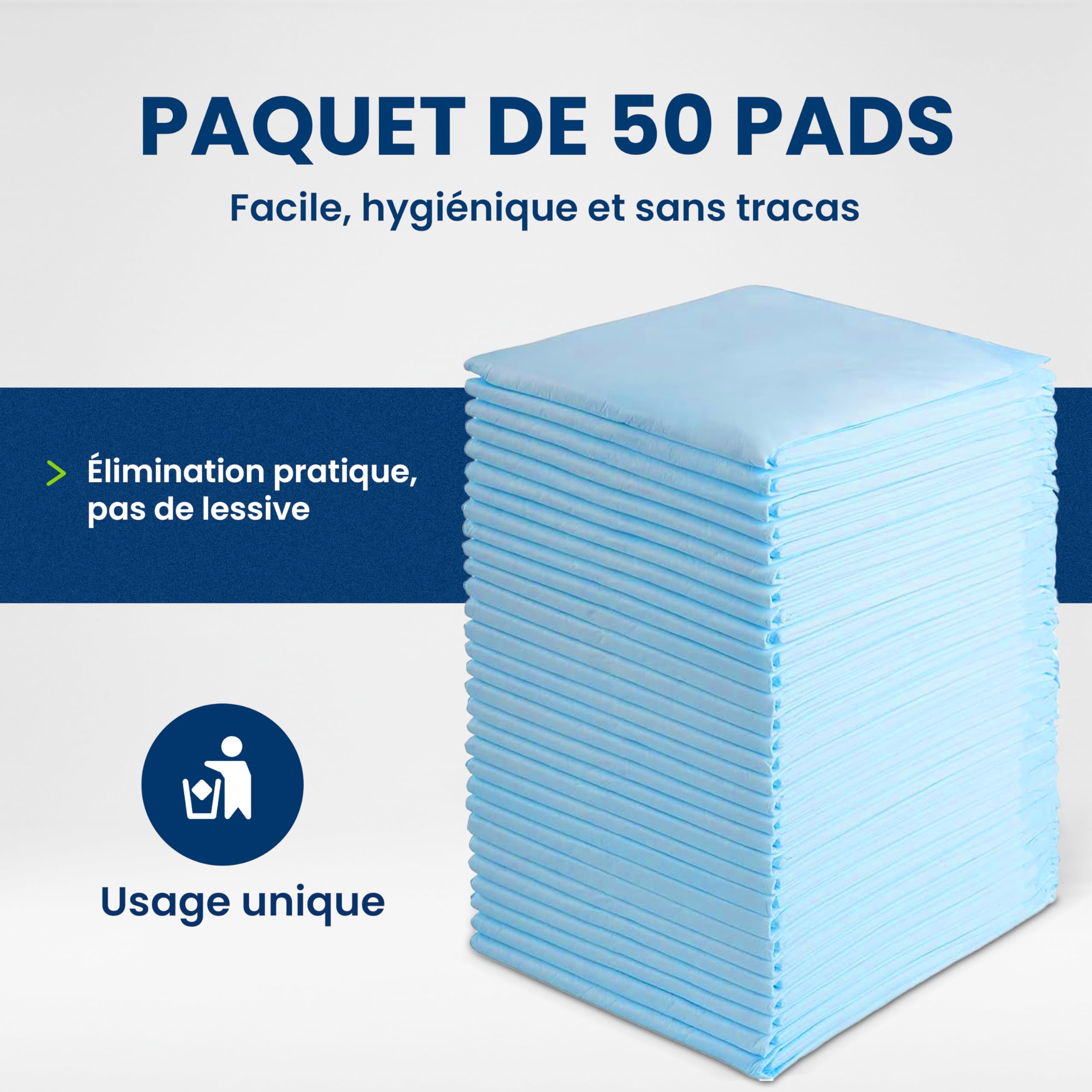 Alèses d’Incontinence jetables 50 pièces – Format XL 60 × 90 cm, alèses absorbantes avec Protection Anti-fuites