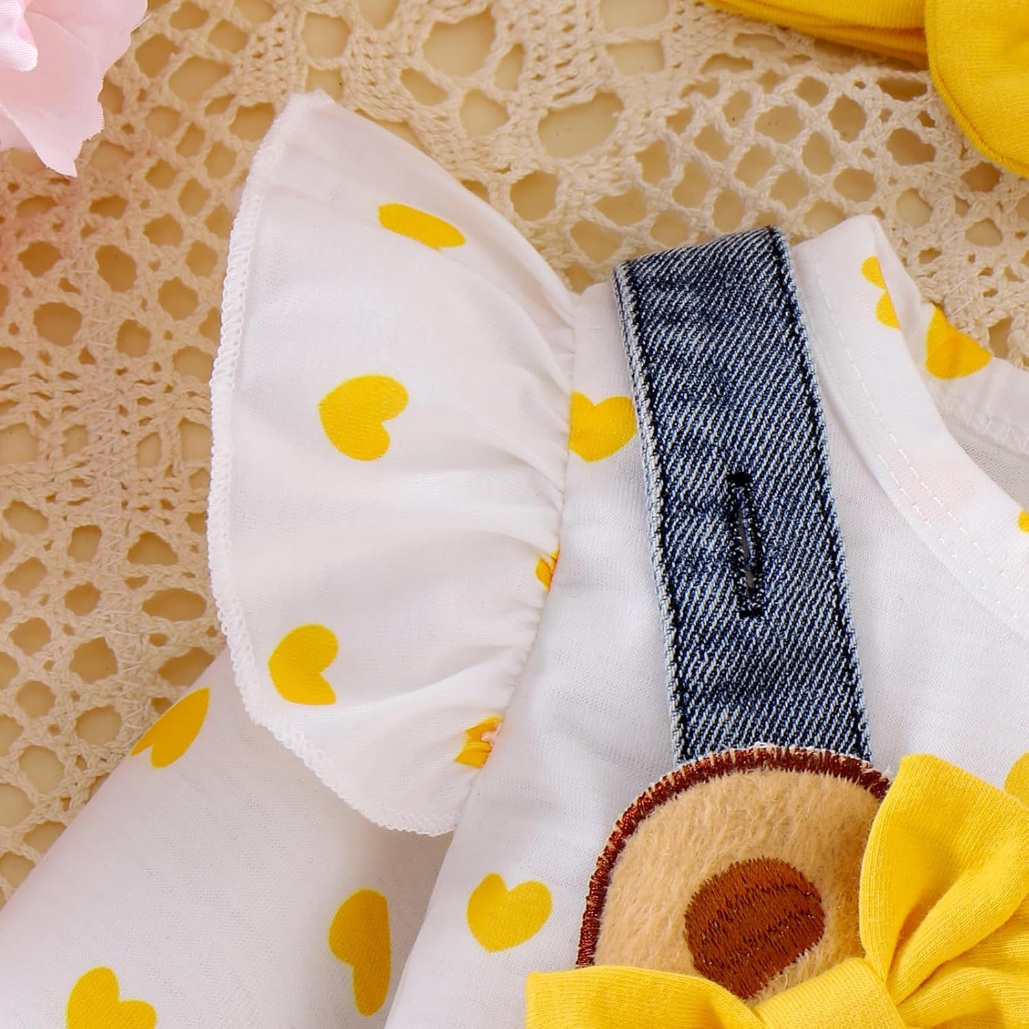 Baby Girl Clothes Fall Winter Outfits Long Sleeve Romper Bear Cartoon Suspender Skirt Bow Headband Set 0-18 Months - Image 5