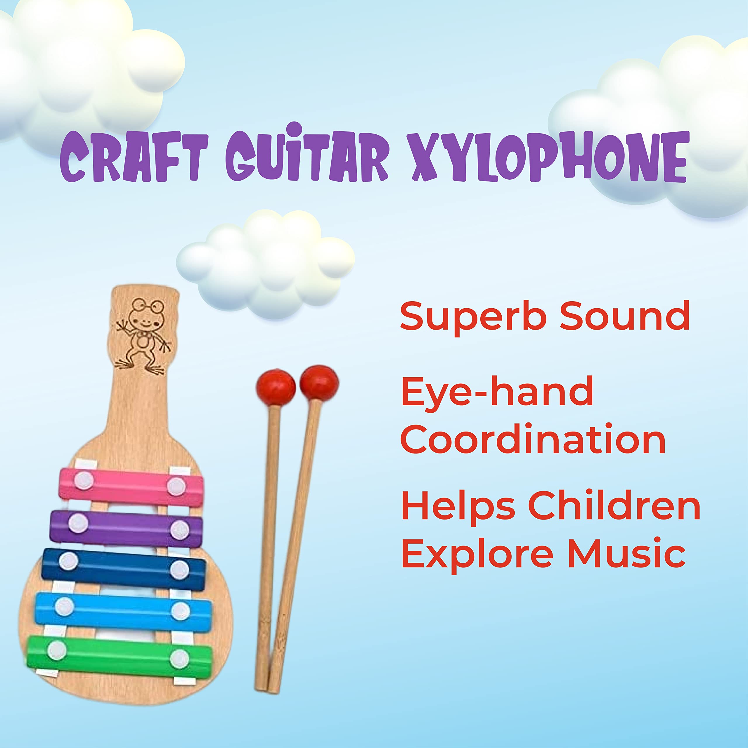 TOODLES Learnings Guitar Shaped Xylophone for Kids | Colorful Musical Instrument with Metal Keys | Creative Music Learning Activity for Boys & Girls 3+ Years 2