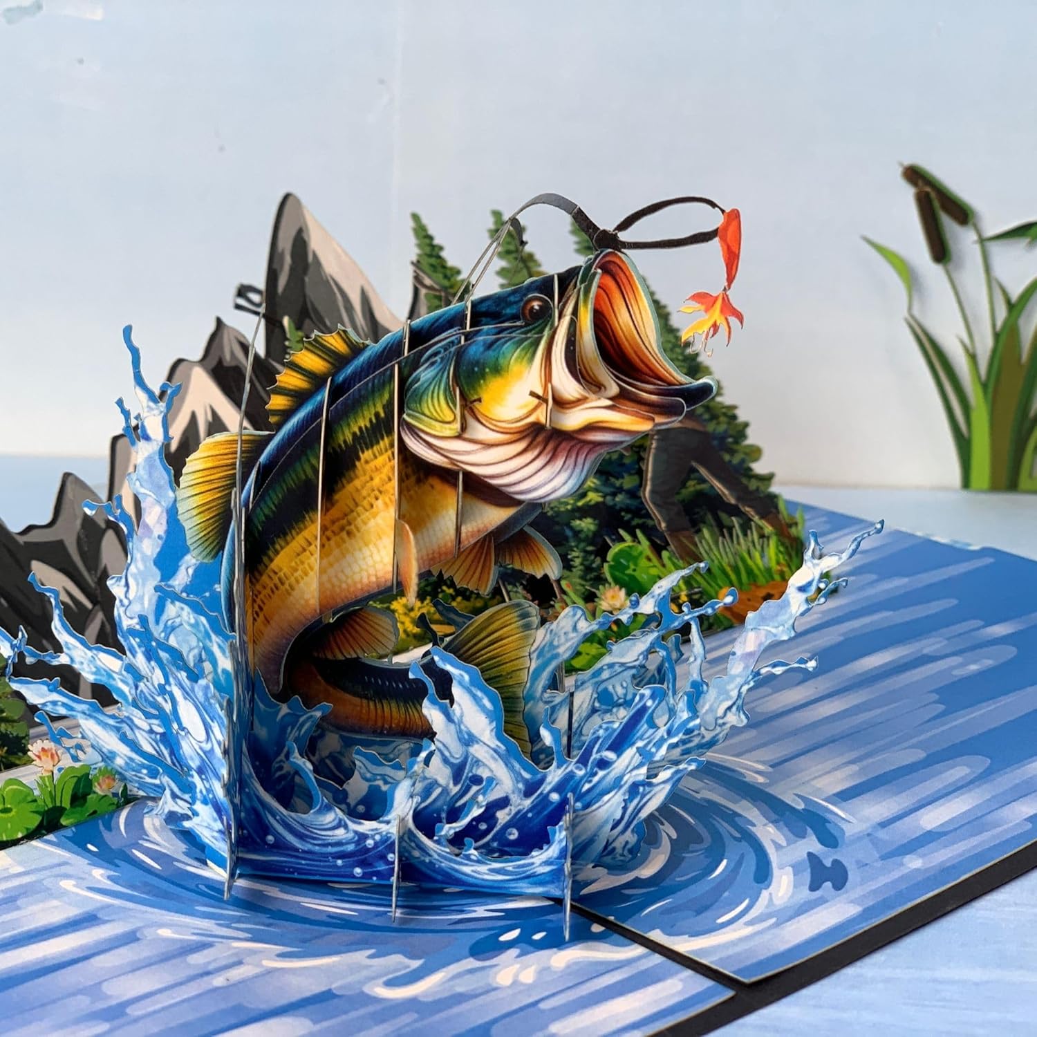 Pop Up Greeting Card, Fishing Gift, Bass Fishing, Gift and Present for Father's Day, Fisher Men Idea, Birthday, Outdoor, Thank You, Sport, Holiday, Camping, Summer - Image 5
