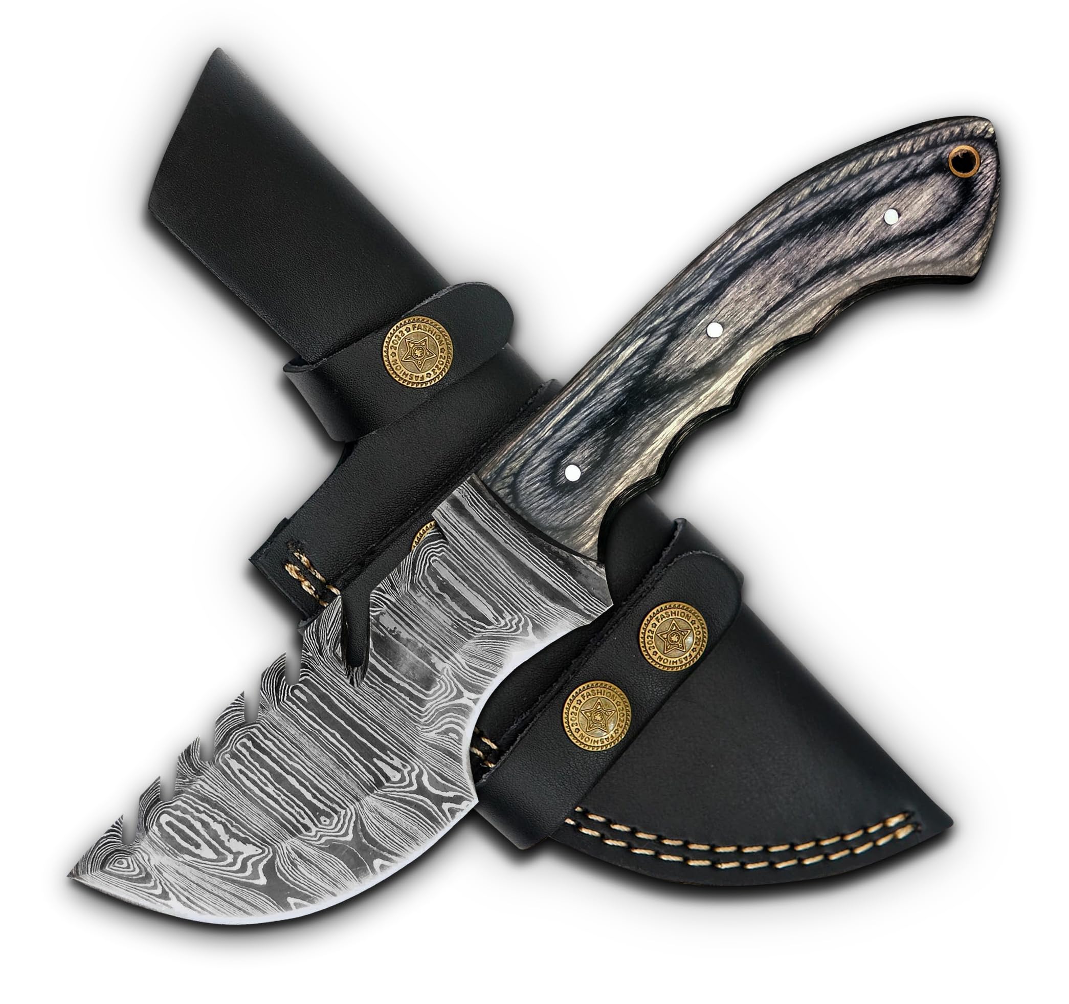 Handmade Damascus Fixed Blade Tracker Knife with Sheath - 10 Inch EDC Scout Carry Knife - Camping & Survival Tracker
