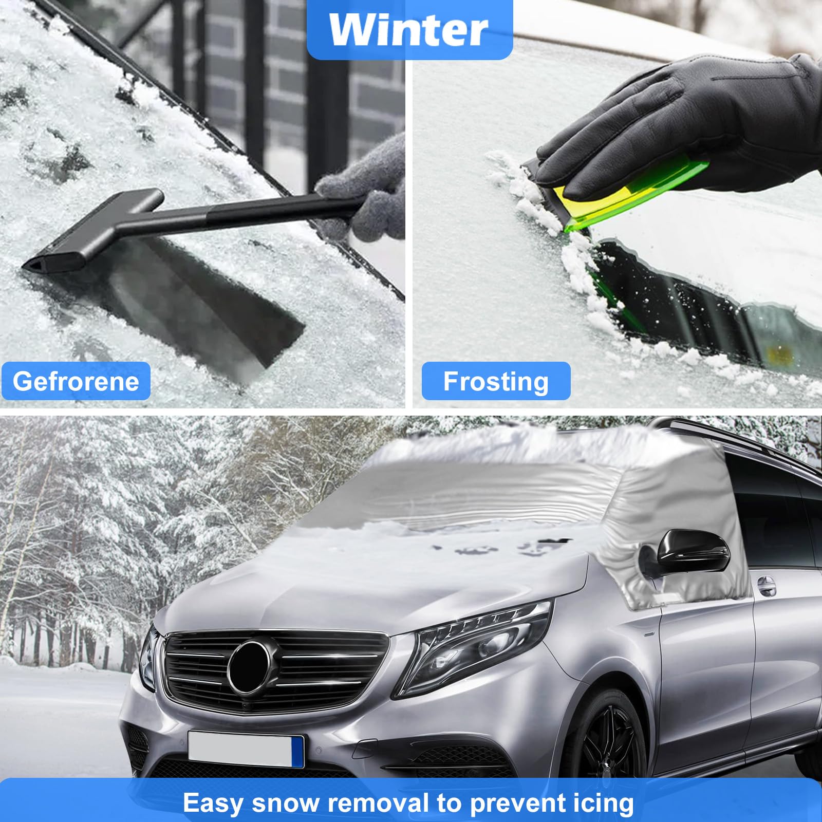 Auto Windschutzscheiben Abdeckung Ersatz für Mercedes-Benz VITO III W447 2014-2022, Frontscheiben Sonnenschutz, 100% Verdunkelnd, Blockiert UV Strahlen, Wetterfeste Frontscheibe Wrap Cover