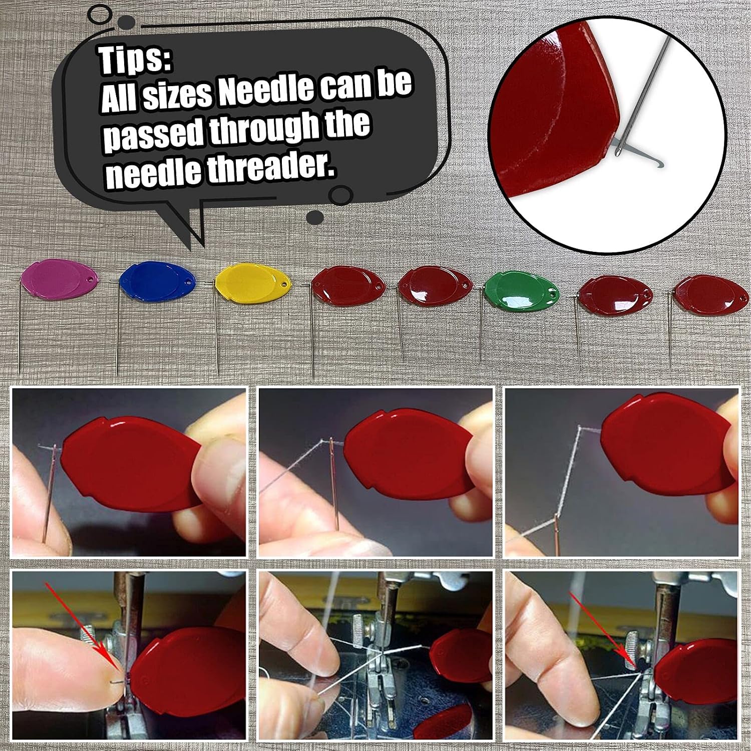 Needle Threaders TOOVREN 12 PCS Needle Threader Tool for Hand Sewing and Sewing Machine Simple Needle Threaders for Embroidery, Threaders for Sewing Needle Threader for Small Eyes Needle(Random Color)