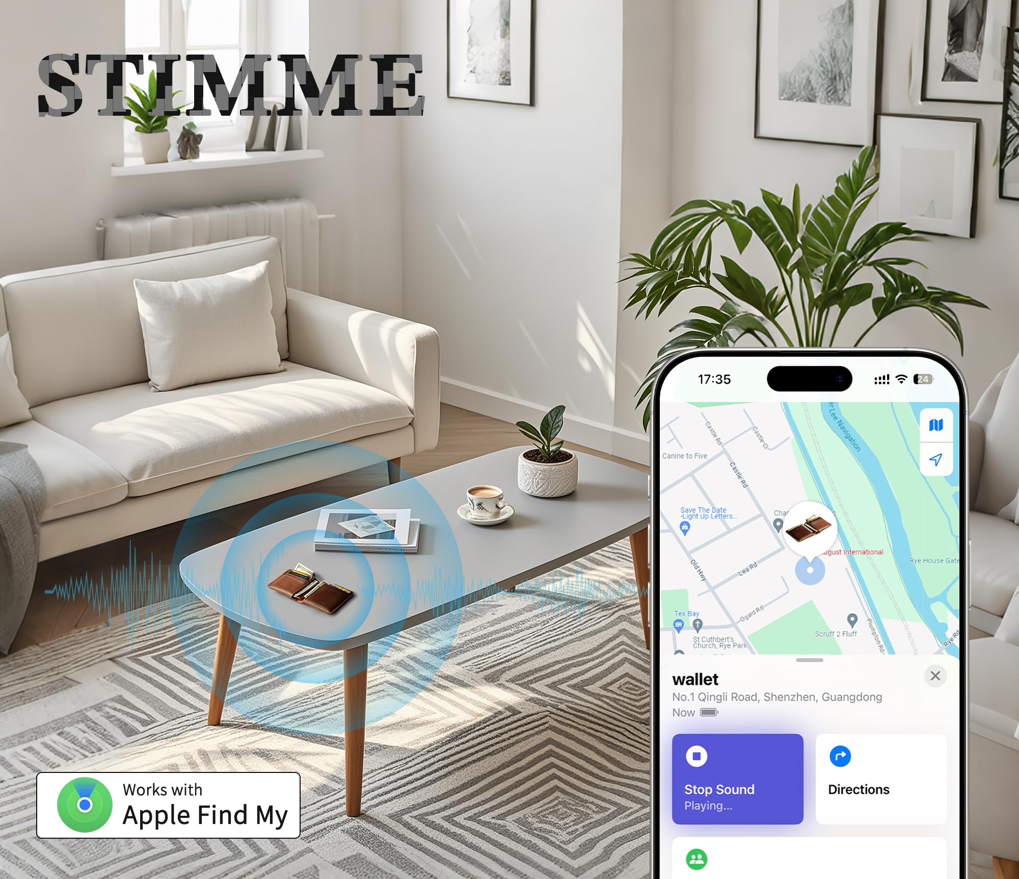 Dünne Geldbörsen-Tracker-Karte Funktioniert mit Apple Wo ist? App(nur iOS), Wiederaufladbare Item Finder für Gepäckanhänger, Pässe, IP68 Wasserdicht