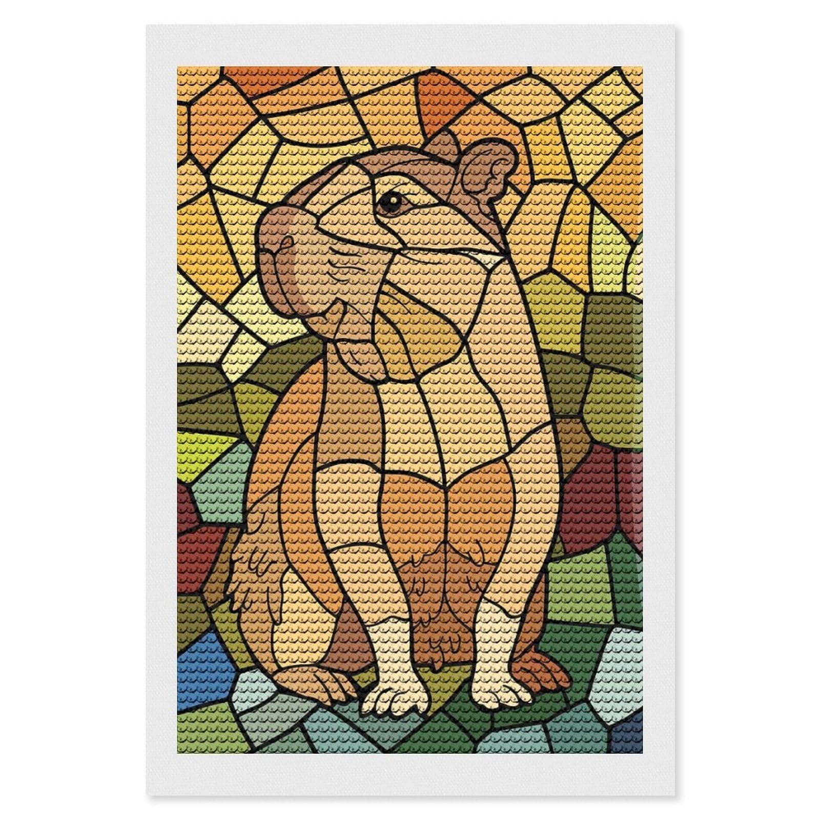 Junmoney Stained Glass Capybara Diamond Art Canvas 8"x12", for Teens, Nice Detail and Sparkle, Farmhouse Decor, Festive Craft Gift, Easy to Enjoy