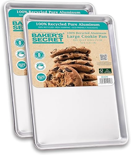 Miniatura 10 de Baker's Secret Hoja de galletas aislada de calidad comercial de aluminio puro natural extra gruesa (aislada, 2 hojas de galletas de 16 pulgadas)