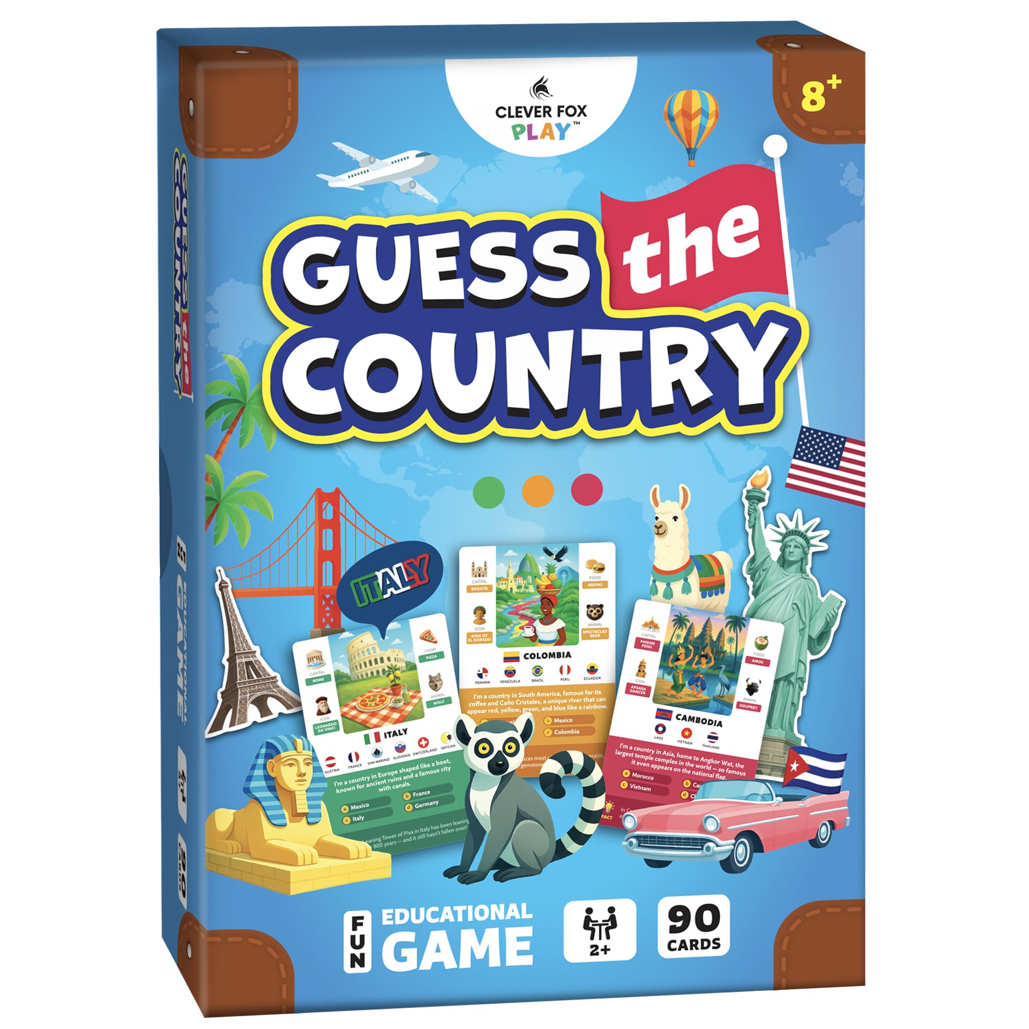 Guess the Country Card Game, World Geography for Kids 8-12, Teens & Adults