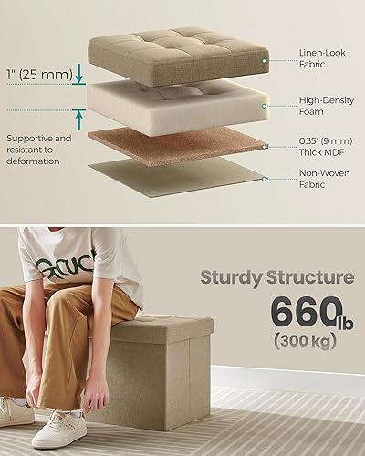 Miniatura 52 de SONGMICS MAZIE Collection - Otomana de almacenamiento de 43 pulgadas, banco de almacenamiento plegable con tapa abatible, capacidad de carga de 660