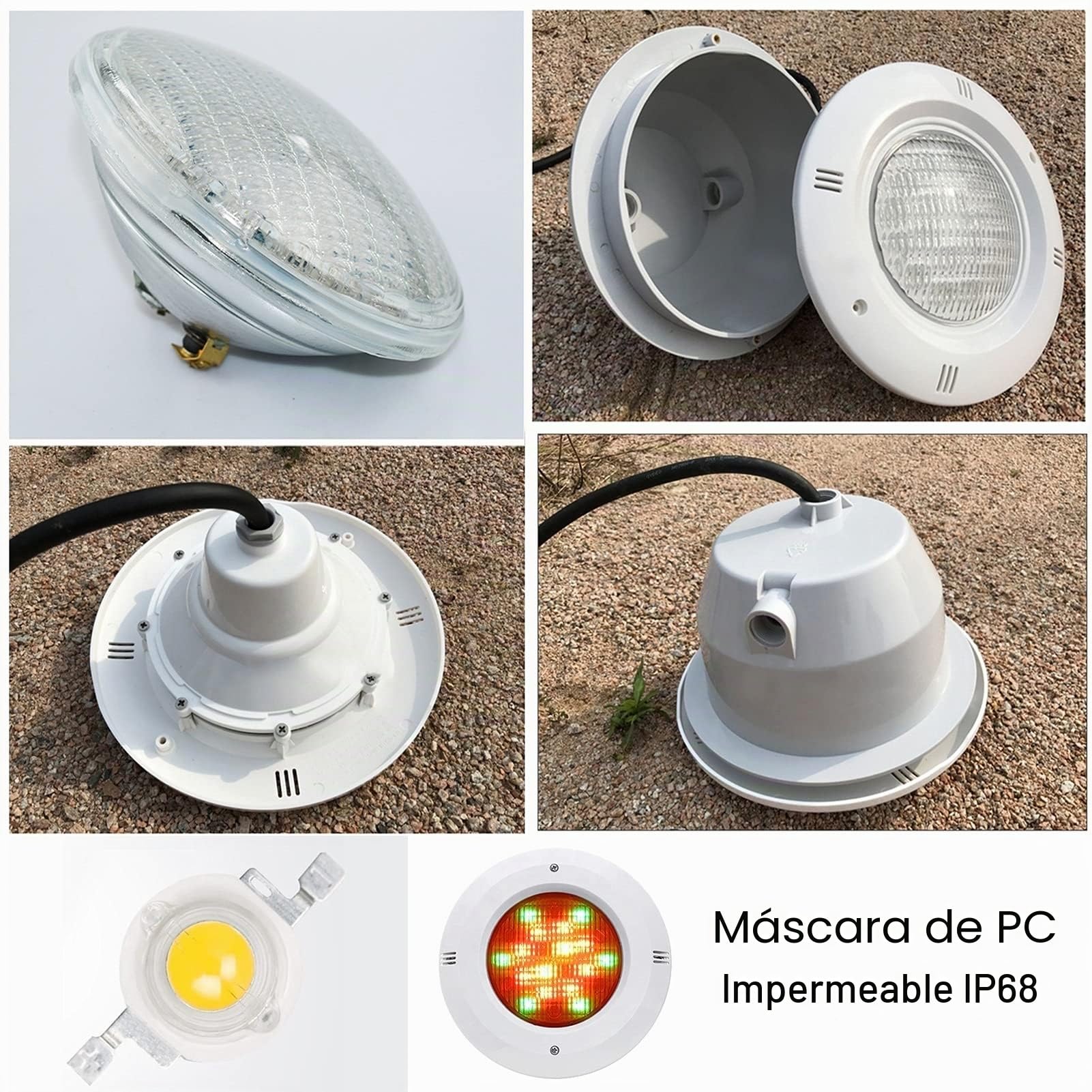 IluminacióN de Piscinas con ABS Nicho, PAR56 12V CA Bombillas LED para Focos IP68 a Prueba de Agua Empotrado Lámpara Subacuática para Piscina (Color : RGB, Size : 15W)