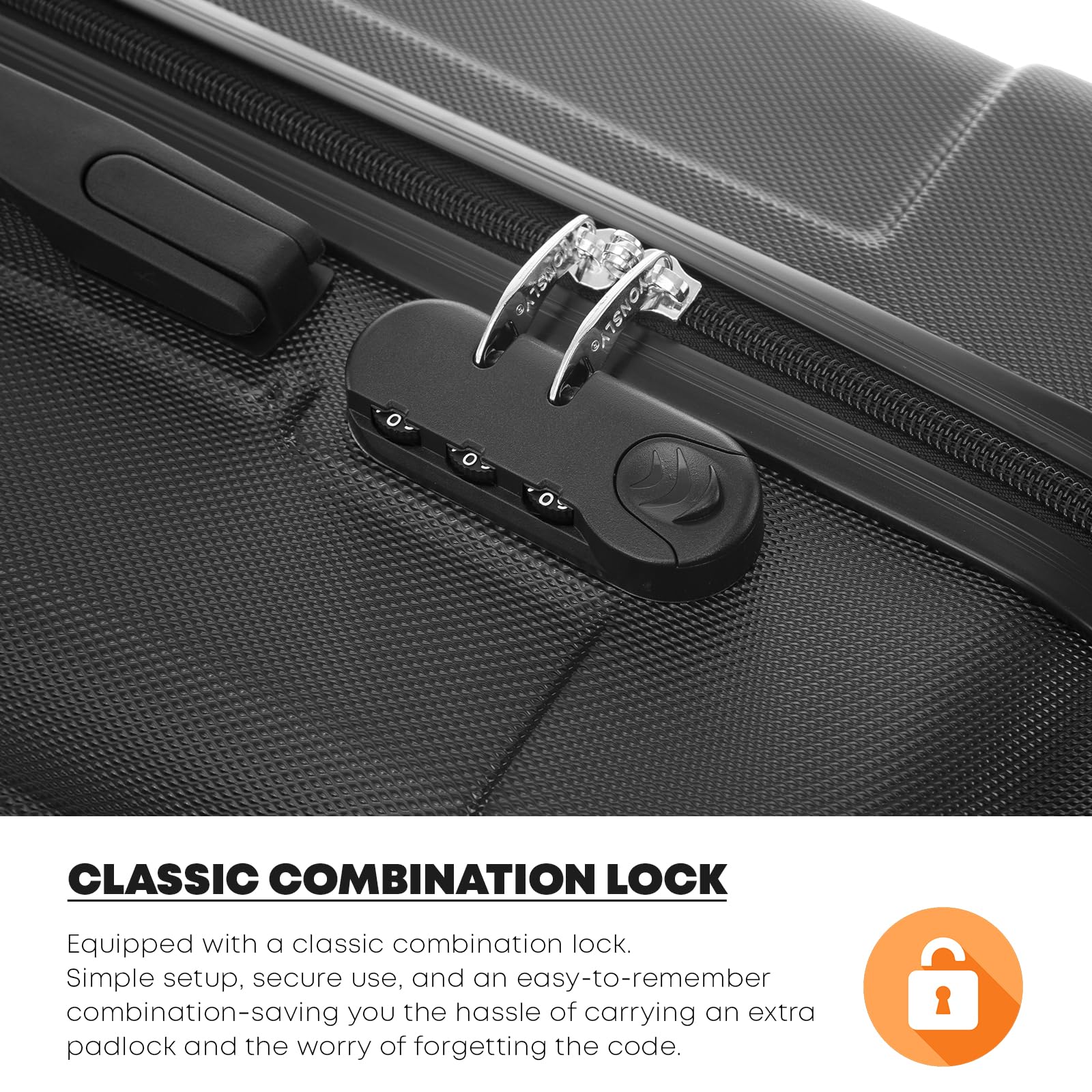 Koffer Suitcase XL Schwarz Trolley Reisekoffer Rollkoffer Handgepäck 4 Rollen 360° Hartschale Zahlenschloss