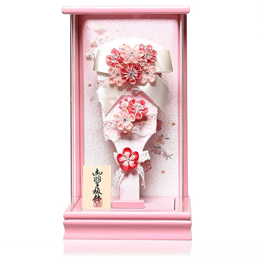 飾りつまみ　羽子板9号 つまみ羽子板ケース飾り 9号 アクリルケース 壁掛可能タイプ