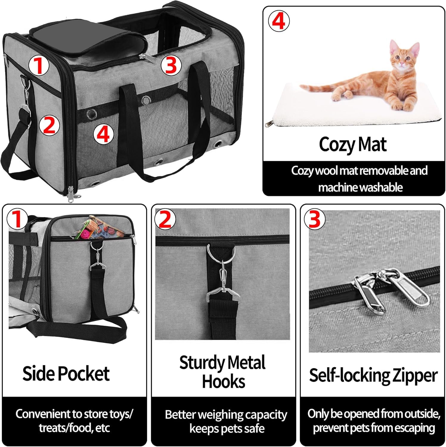 Soft Sided Foldable Cat/Dog/Pet Carrier Bag - Image 4