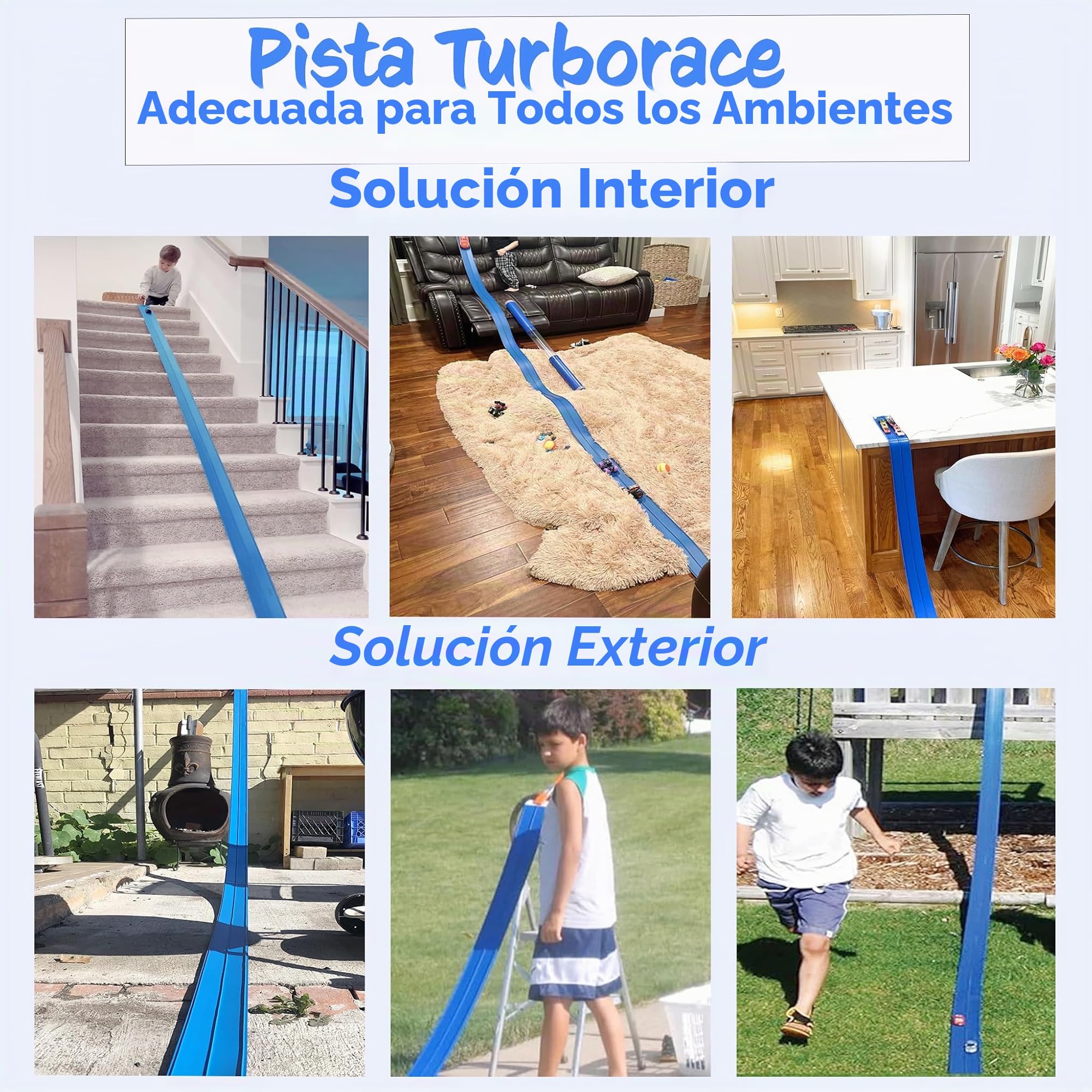 Juego niños Pista Coches TURBORACE - 4 M de Pista de Carreras - 4 carritos Juego de Aventura Idea Regalo niño 2 3 4 5 6 años para cumpleaños