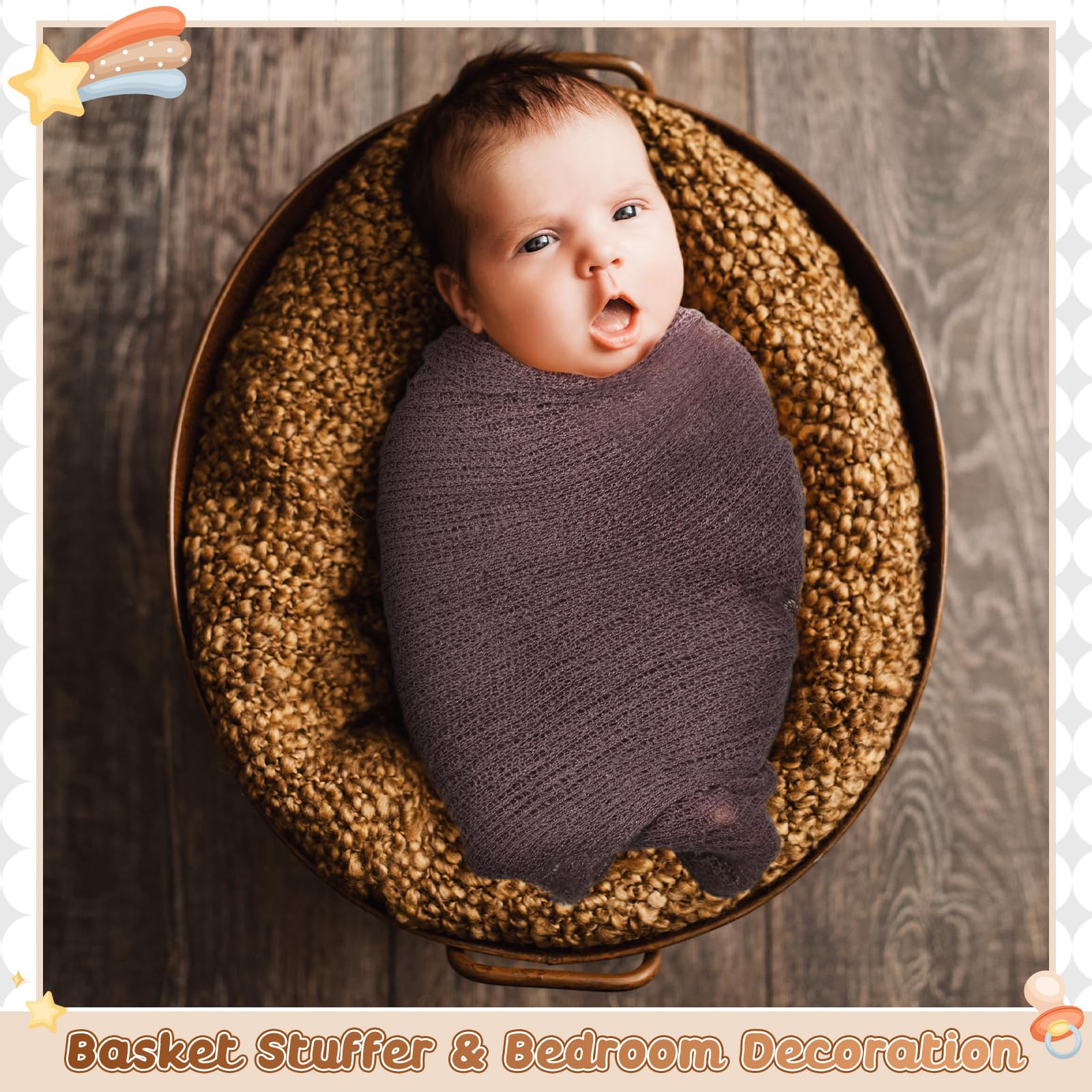 Tudomro 6 Pcs 15.8 x 59'' Newborn Baby Stretch Wraps Set 6 Colors Baby Photography Props Unisex Newborn Long Ripple Wrap Photo Blanket for Baby Girl Boy Christmas DIY Photography Prop(Fresh Color)