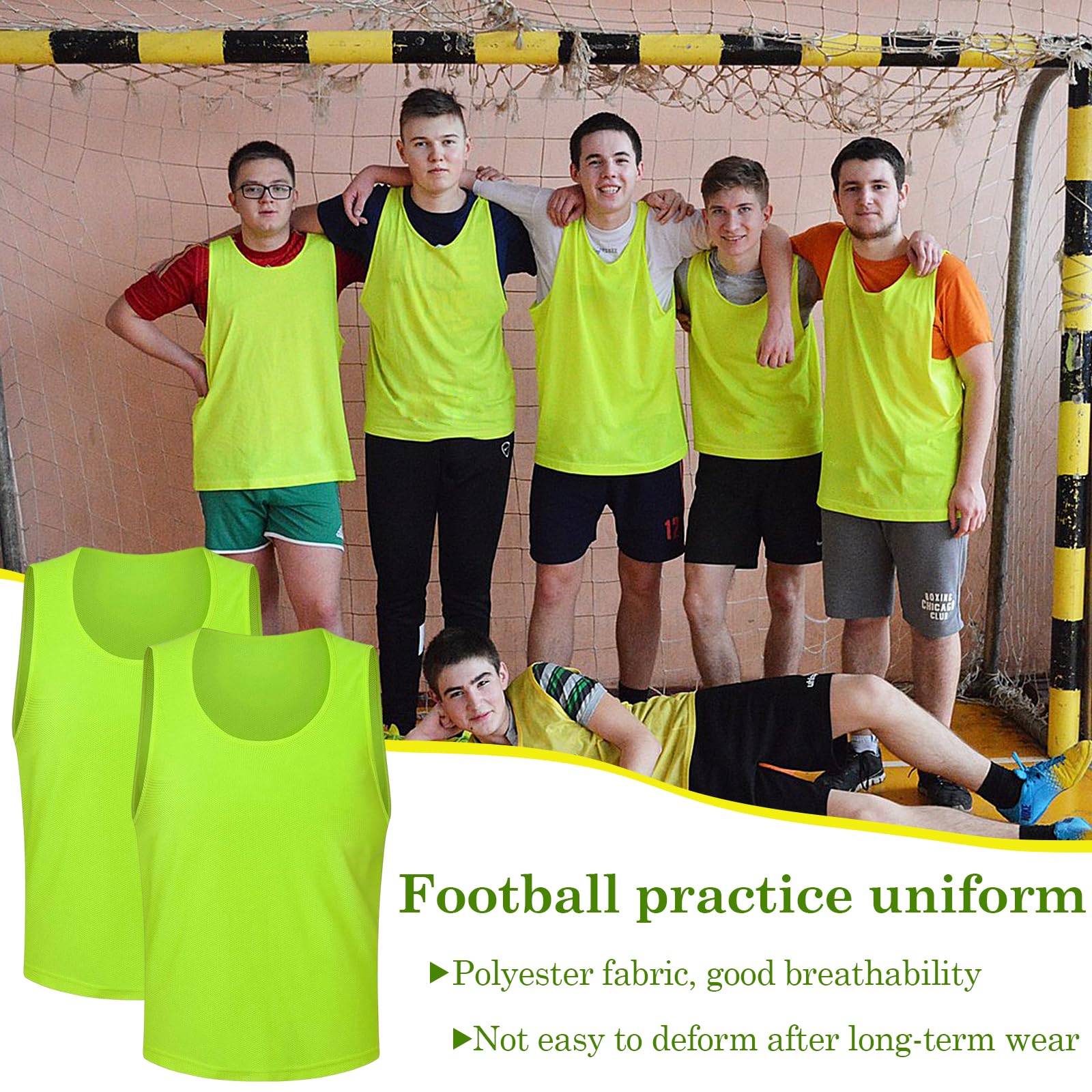 Casacche Calcio Adulti 6 Pezzi, Verde Pettorine da Allanamento Bavaglini da Calcio, Mesh Scrimmage Gilet Traspirante di Basket Pallavolo, Pettorine per Allenamento a Squadre, XL