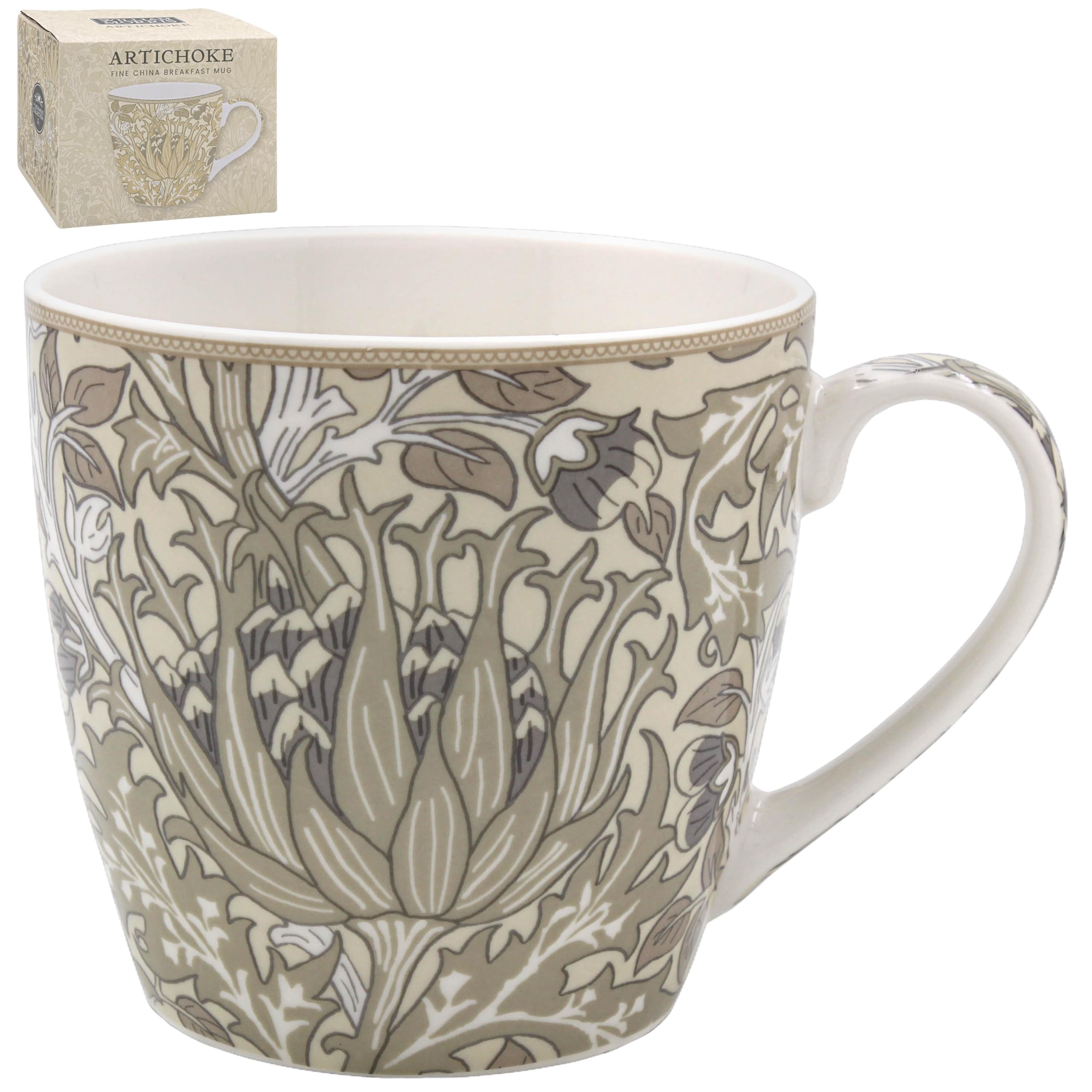 The Leonardo Collection William Morris Artichoke Breakfast Mug for Hot & Cold Drinks | Durable Coffee Cups for Home & Office | Easy-to-Hold Coffee Mugs for Beverages & Daily Use