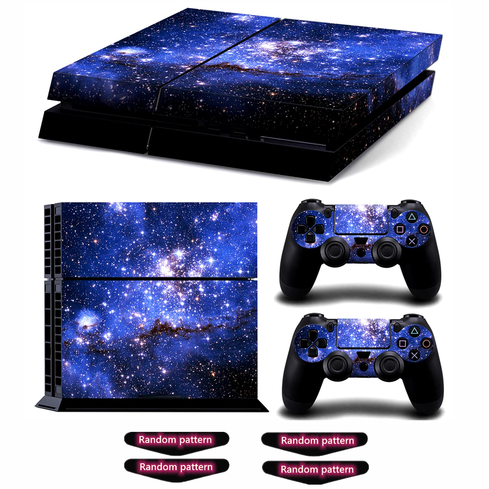 Decal Skin for Ps4, Whole Body Vinyl Sticker Cover for Playstation 4 Console and Controller (Include 4pcs Light Bar Stickers) (PS4, White Sky Blue)