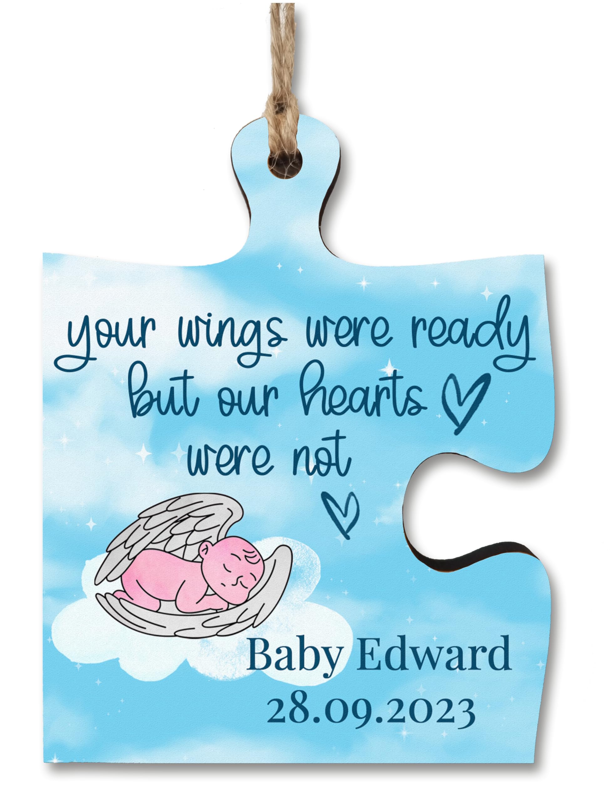 The Plum Penguin Multicolor Personalised Jigsaw Puzzle Piece Your Wings Were Ready Hearts Baby Loss Remembrance Sign Ornament