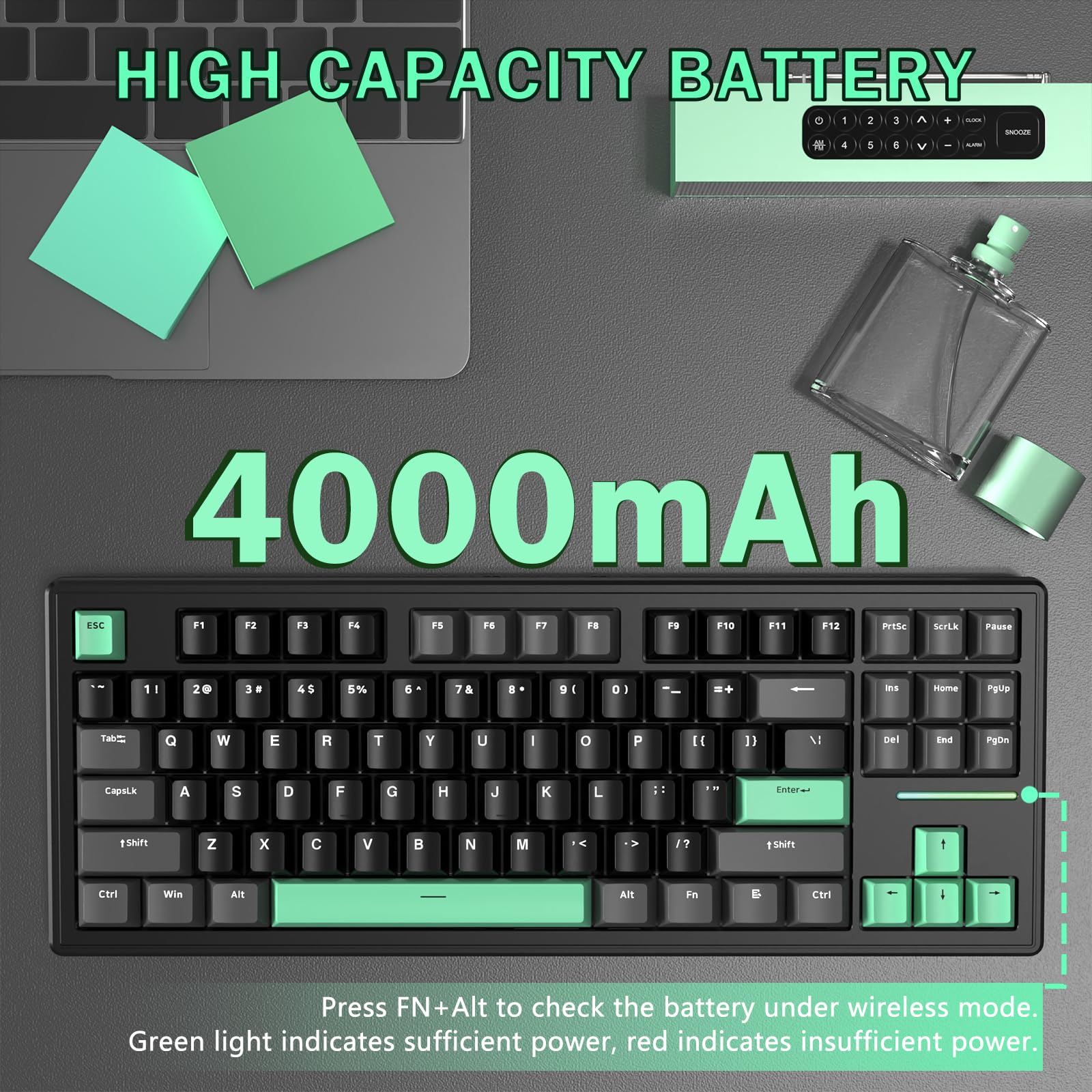 ATTACK SHARK M87 Tastiera da Gioco Bluetooth 5.0/2.4G/Type-C Tastiera Meccanica Cablata/wireless Hot Swap TKL 87 tasti Tastiera Bluetooth RGB compatta con cavo a spirale per tastiera per PC Software