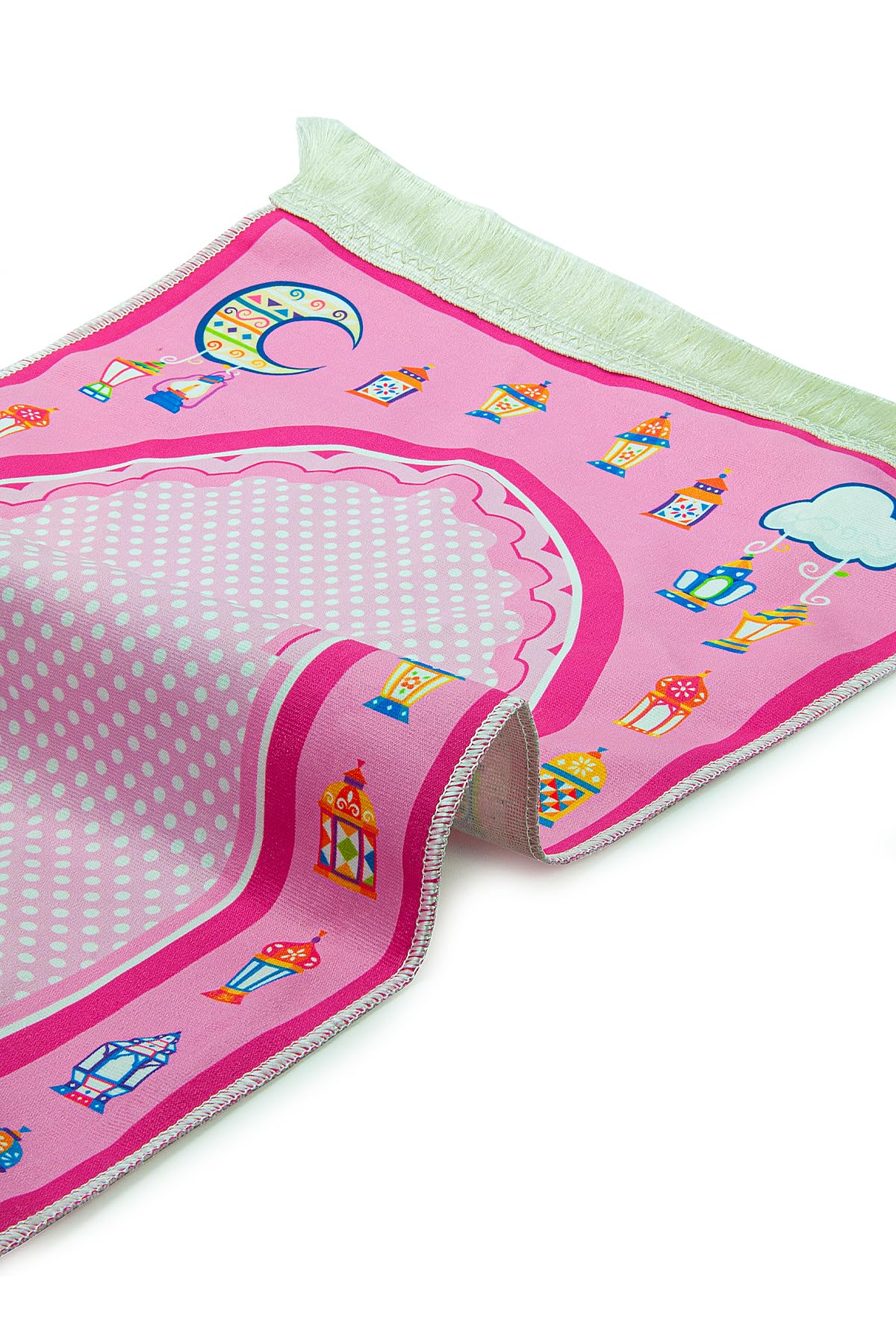 Ihvan Online Muslim Prayer Rug for Kids, Islamic Gifts Praying Mat, Design Janamaz Sajadah, Soft Salah Mat Carpet, Travel Praying Rug, Patterned Pink-2 - Image 3