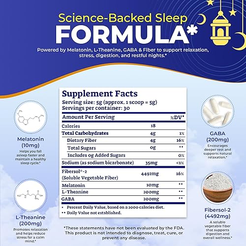 Miniatura 9 de Dr Sugar Labs Sleep Aid - Mezcla de melatonina dulce  Sustituto de azúcar para té  10 mg de melatonina con L-teanina, GABA y fibra  Cero azúcar,
