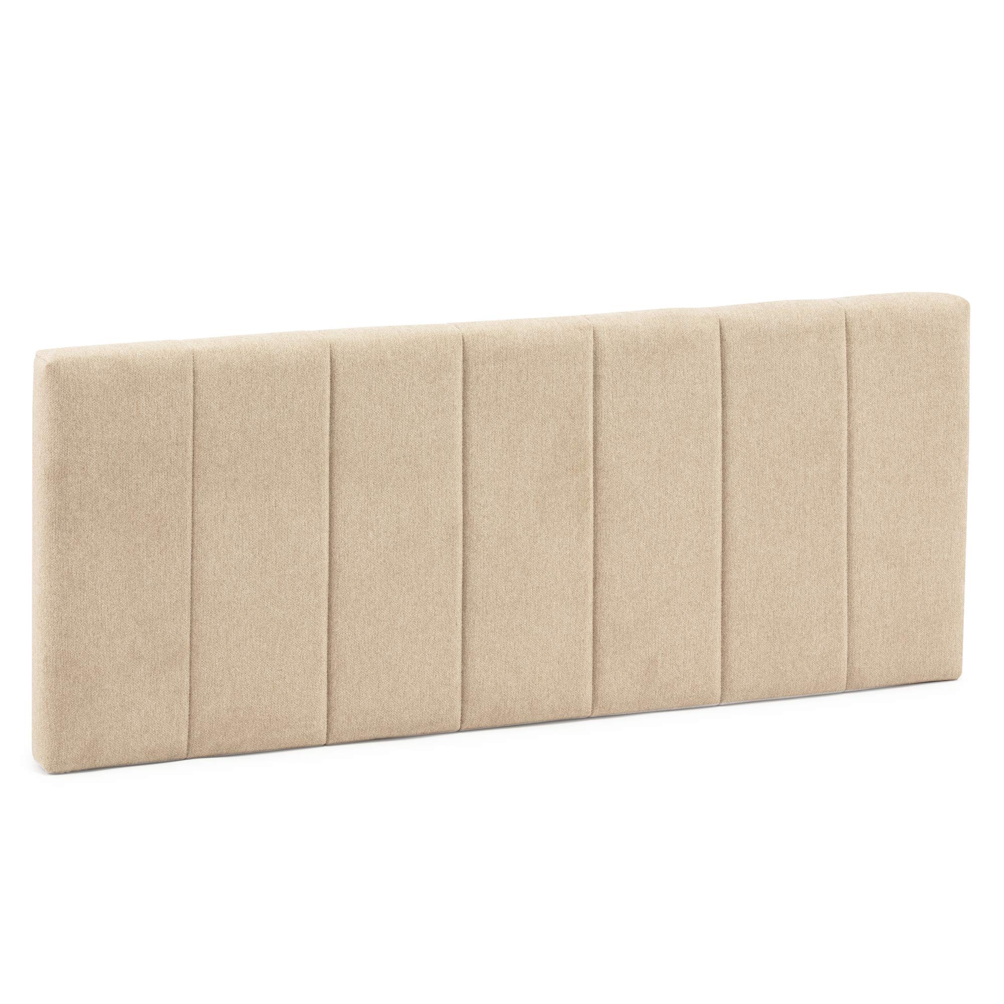Tête de lit tapissée Creta 140x60cm Couleur Beige, Rembourrée de Mousse, brodé Effet capitonné, 8cm d'épaisseur, Système de Fixation Inclus.