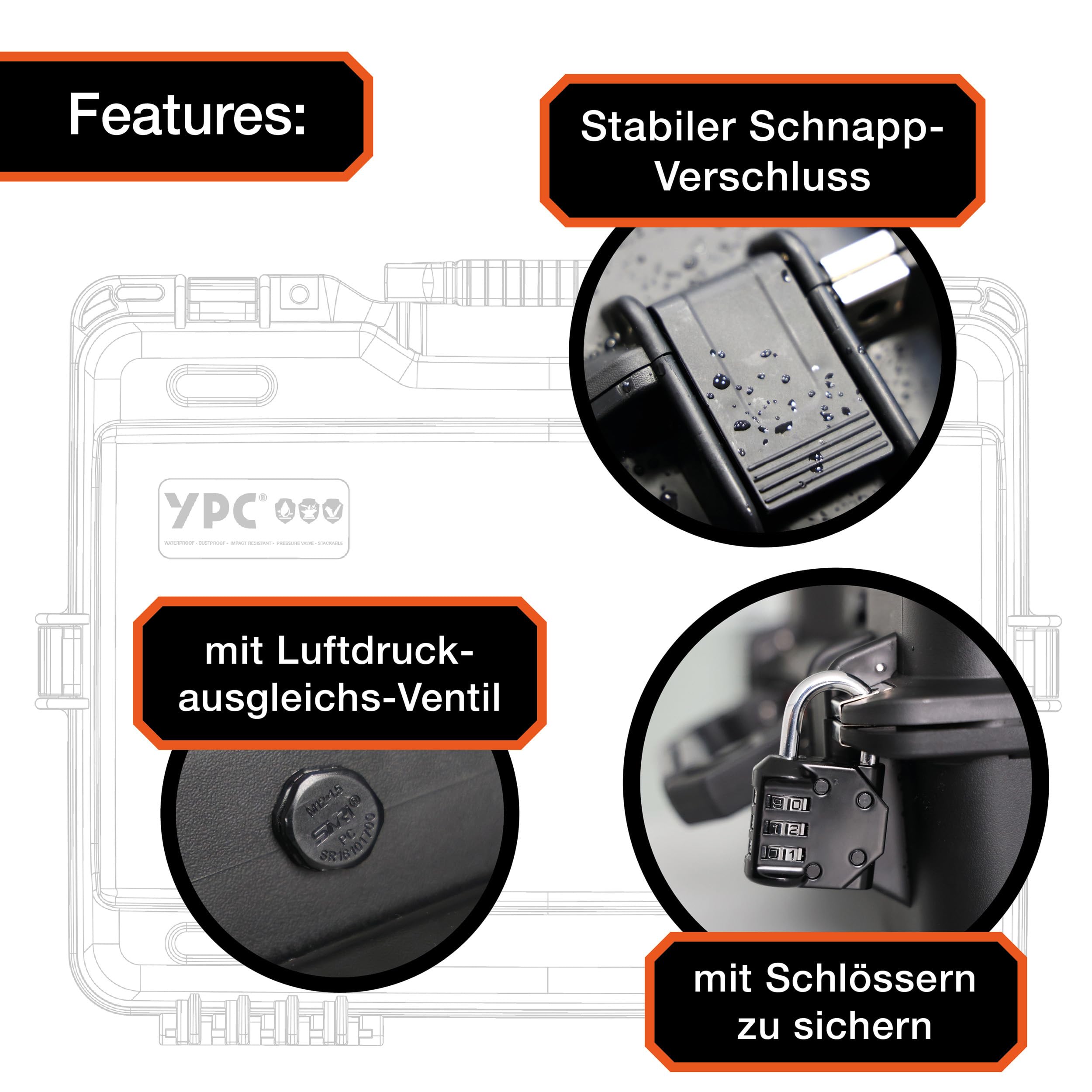 YPC Xplorer Case XL – 53cm x 40cm x 18cm Outdoor Case, Fotokoffer gepolstert wasserdicht, Kamera Koffer Hardcase, Transportkoffer für Drohne, stapelbar