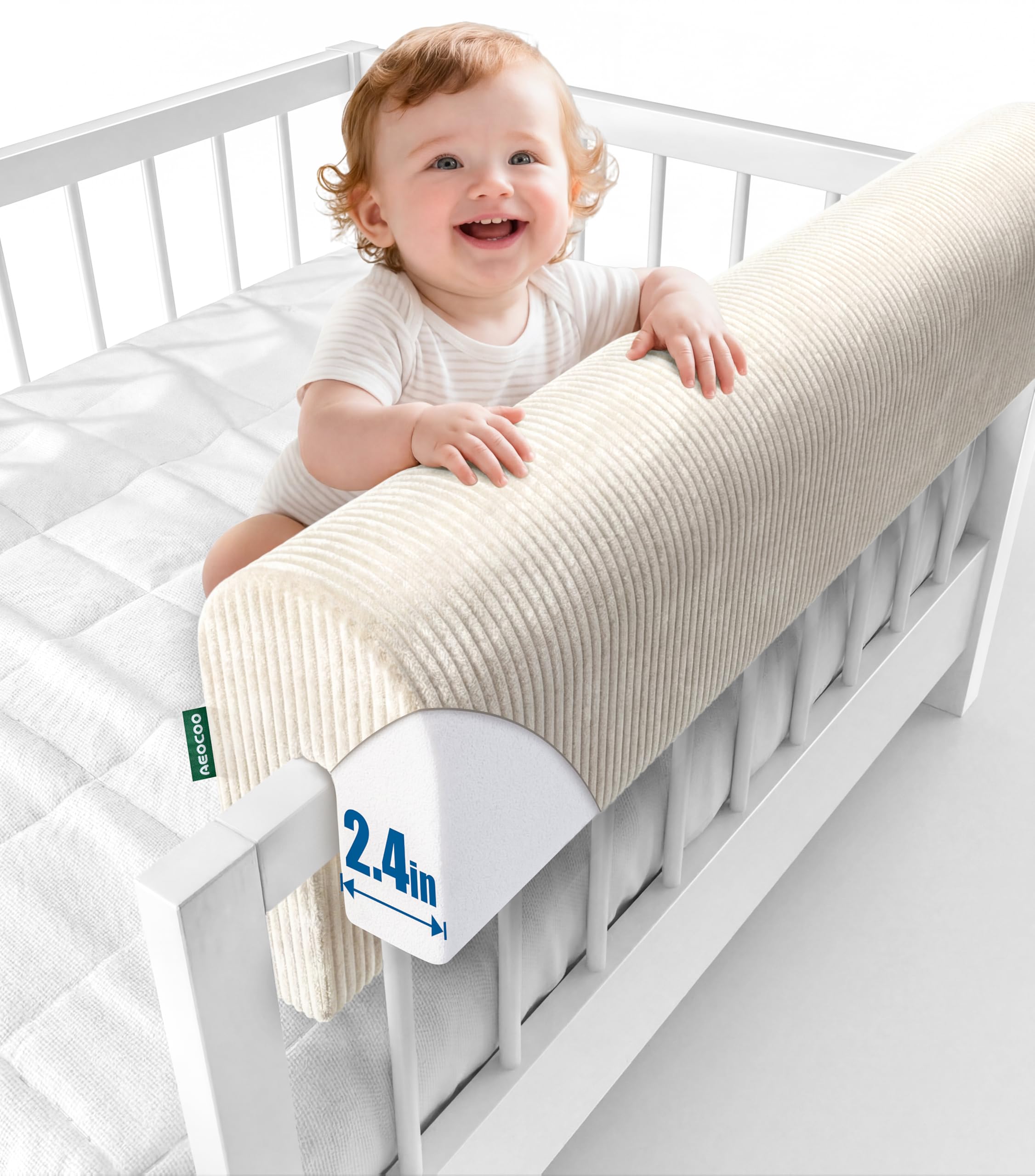 Bed Bumpers for Toddlers, 2.3 Ft Toddler Bed Rail Bumper Protector for Loft Beds &amp; Bunk Beds, Premium Soft Memory Foam Bed Guardrail, Anti-Bump | Fall Prevention, Size 27.6 Inch, Beige