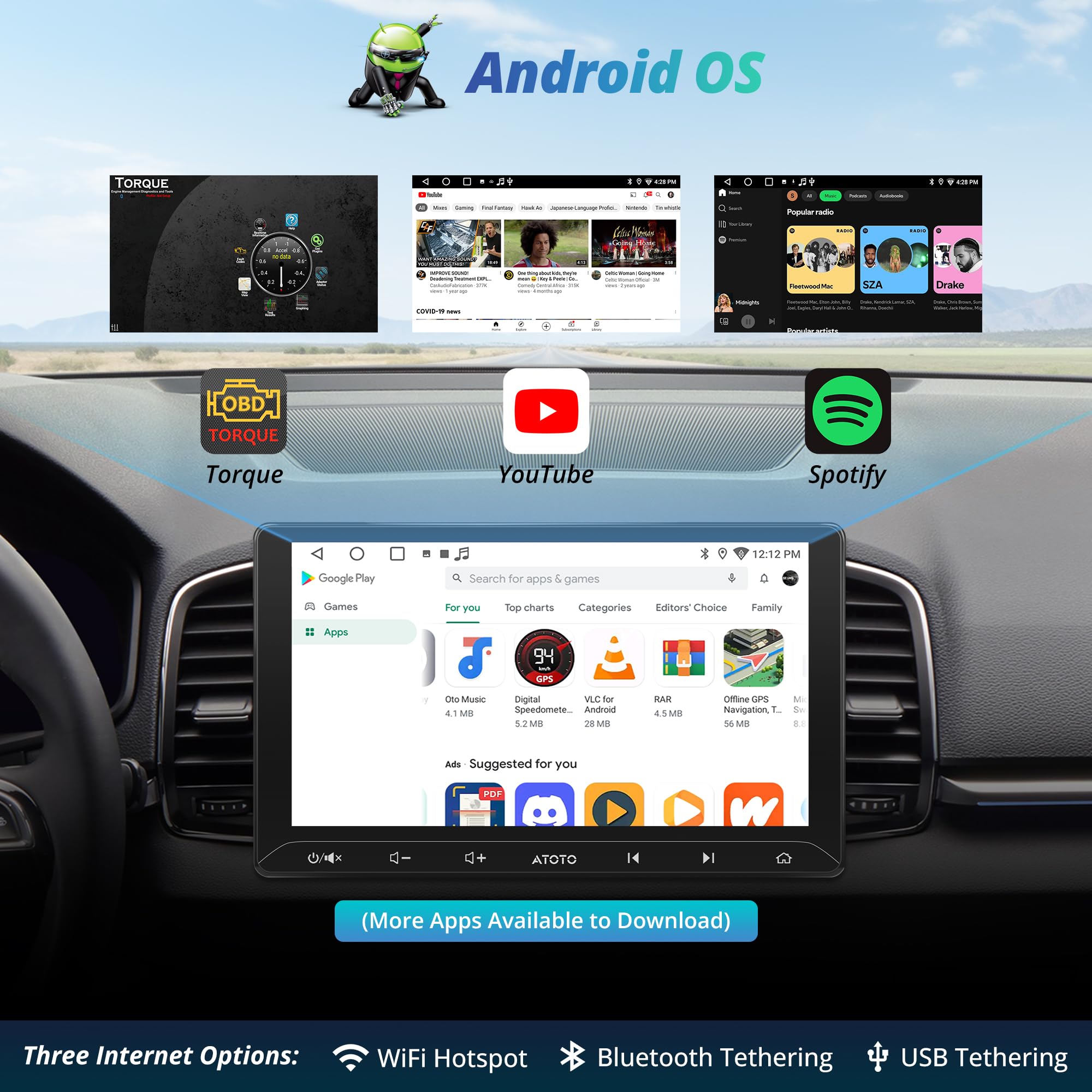 ATOTOEXCEL A5L 10インチ フローティングディスプレイオーディオ ATOTOEXCEL A5L 10 インチ2DIN＆1DIN対応 Android カーナビ