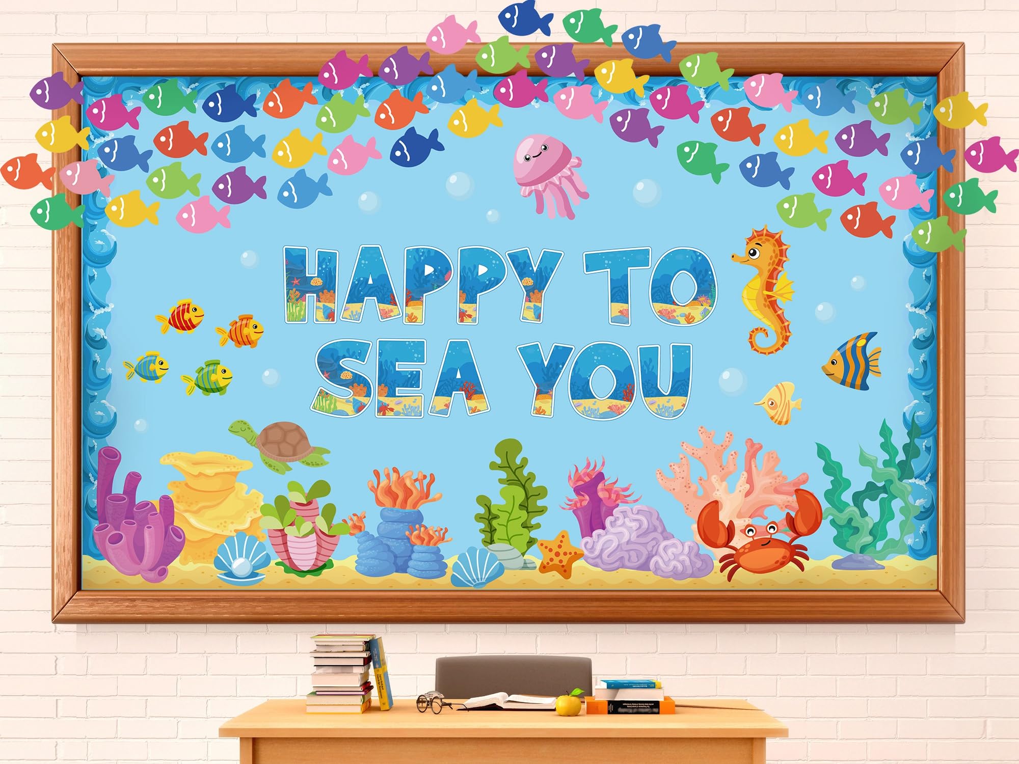 Pajean Ocean Bulletin Board Under The Sea Classroom Decor Sea Animal Cutouts for Back to School First Day Summer Wall Ocean Theme Party Decor(Fish)