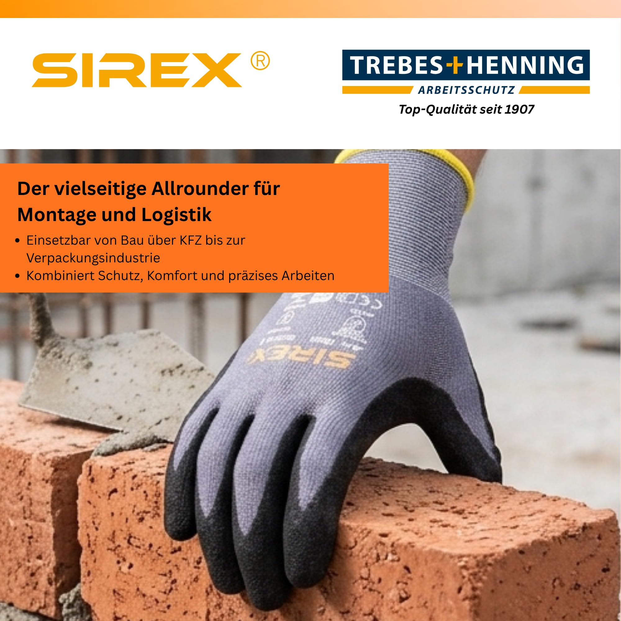 Sirex T683 Arbeitshandschuhe Touchscreen-fähig, 12 Paar - Nylon Feinstrick mit Nitrilschaum-Beschichtung, Oeko-Tex 100 zertifiziert, EN 388 & EN 407, Montagehandschuhe Grau/Schwarz