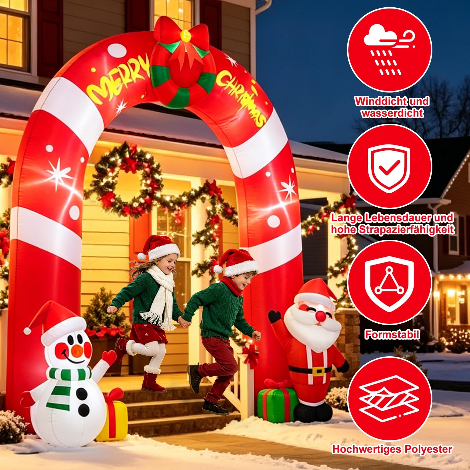 Danxilu Arco Hinchable Navidad Exterior 3m con Papa Noel y Pupazzo di Neve