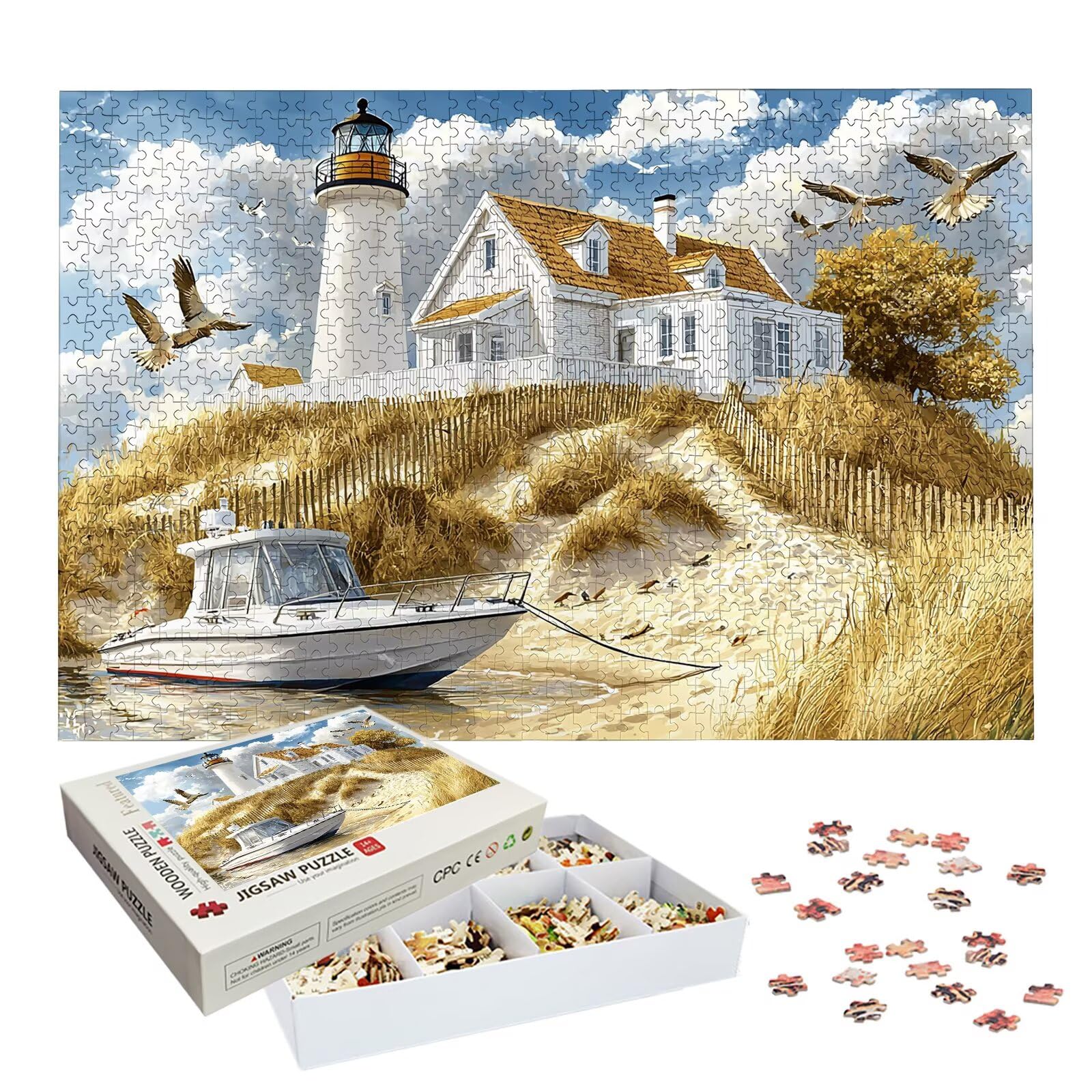 Puzzle 4000 Teile, Strand Puzzle 4000 Teile Erwachsene, Klassische Puzzles Leuchtturm, Holzpuzzle Erwachsene, Puzzlespiele für Die Ganze Familie, Geschenke für Frauen, Geschenke für Männer, -8781