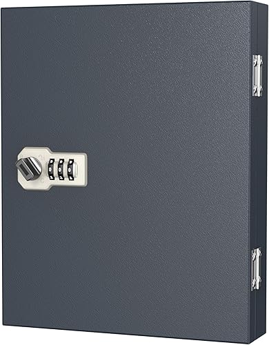 PAOFIN Caja de llaves con cerradura de combinación, soporte de pared para llaves con 24 ganchos, caja de bloqueo de llaves con 24 etiquetas,