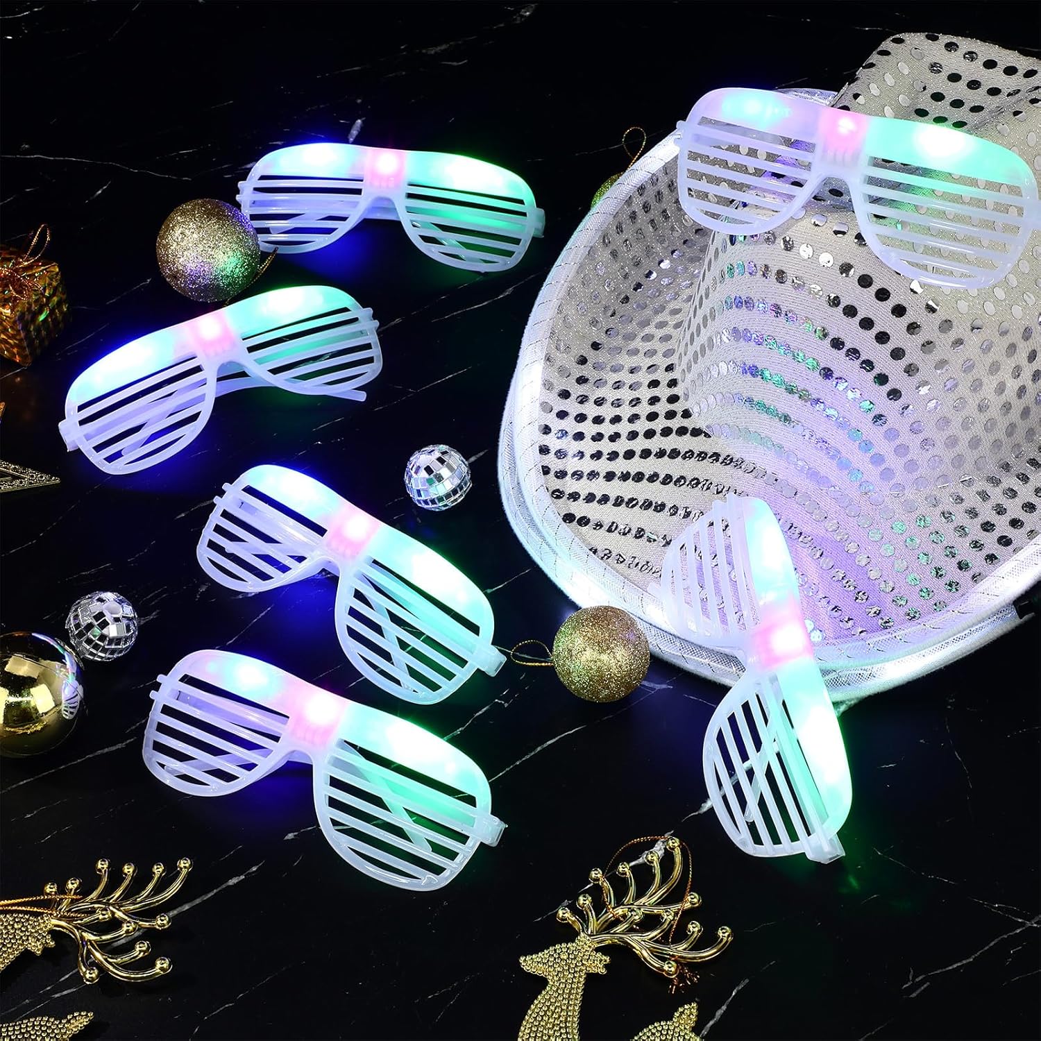 Maitys Light Cowgirl Hat and LED Glasses Glow Cowboy Hat Glasses Shutter for Women Men Birthday Party Costume Outfit Supplies - Image 7