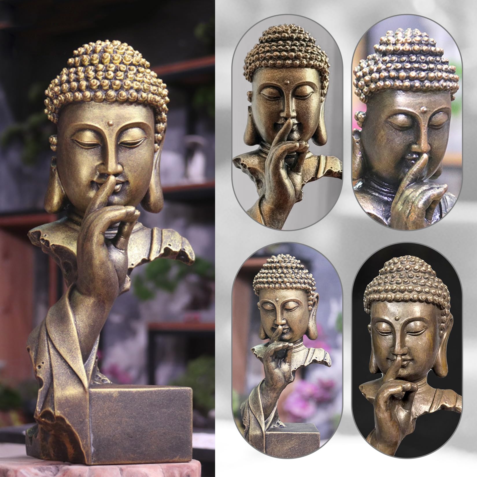 Ornamenti con buddha statua in stile zen Coltivare un'atmosfera spirituale serena ed edificante statua buddha Utilizzabile per home decor Giardino esterno ecc (B)