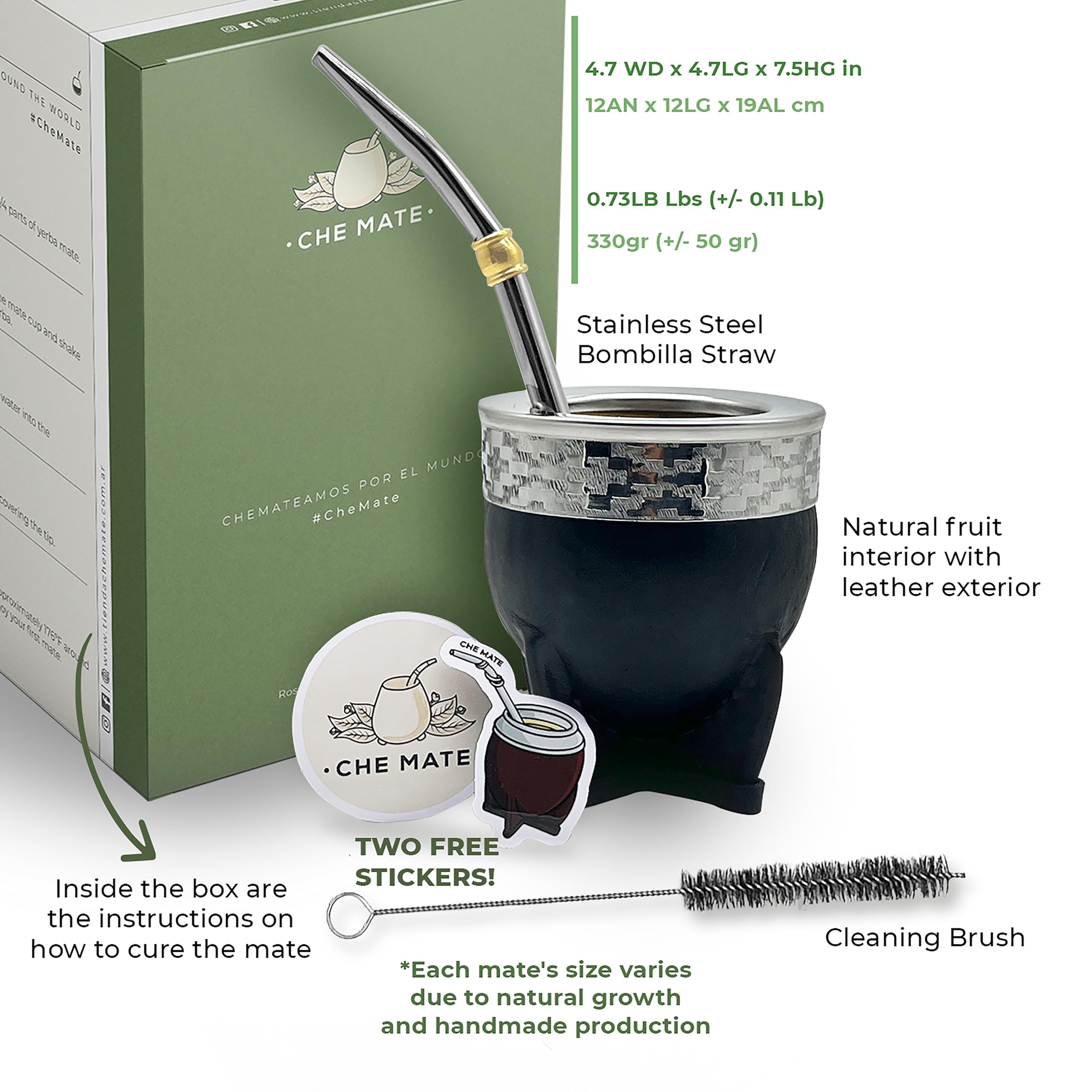 Amazon.com | Premium Argentina-Uruguay Yerba Mate Cup and Bombilla