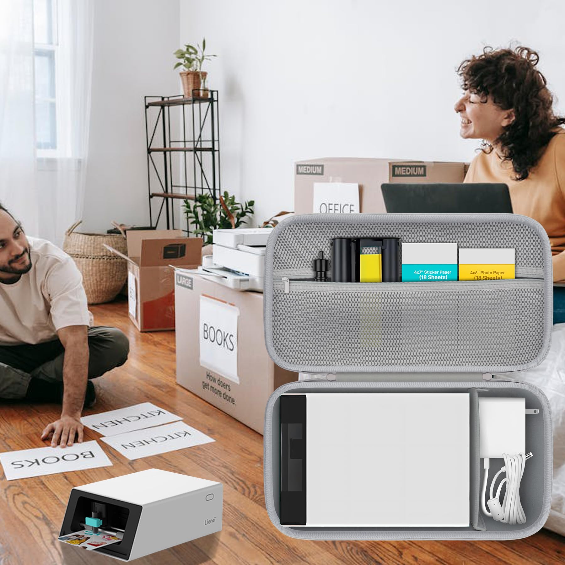 Khanka para Liene PixCut S1|Impresora fotográfica todo en uno,impresora de pegatinas y cortadora Estuche Rígido de Almacenamiento,Bolsa Transporte con Bolsillo para Accesorios PixCut S1,Solo Estuche