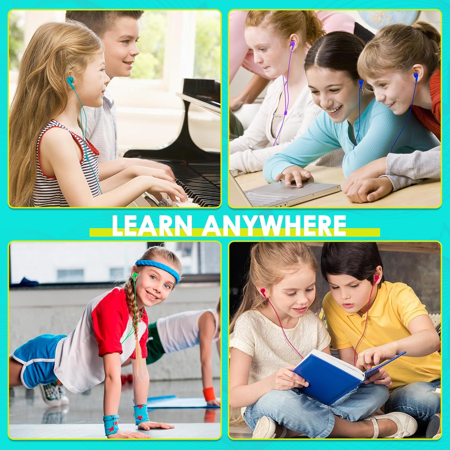 Earbud Bulk Kids Headphone for Classroom School 200 Pack,Wholesale Classroom Students Wired Earphones with 3.5 mm Jack for Computers Chromebook Laptop PC (Mixed Colors)