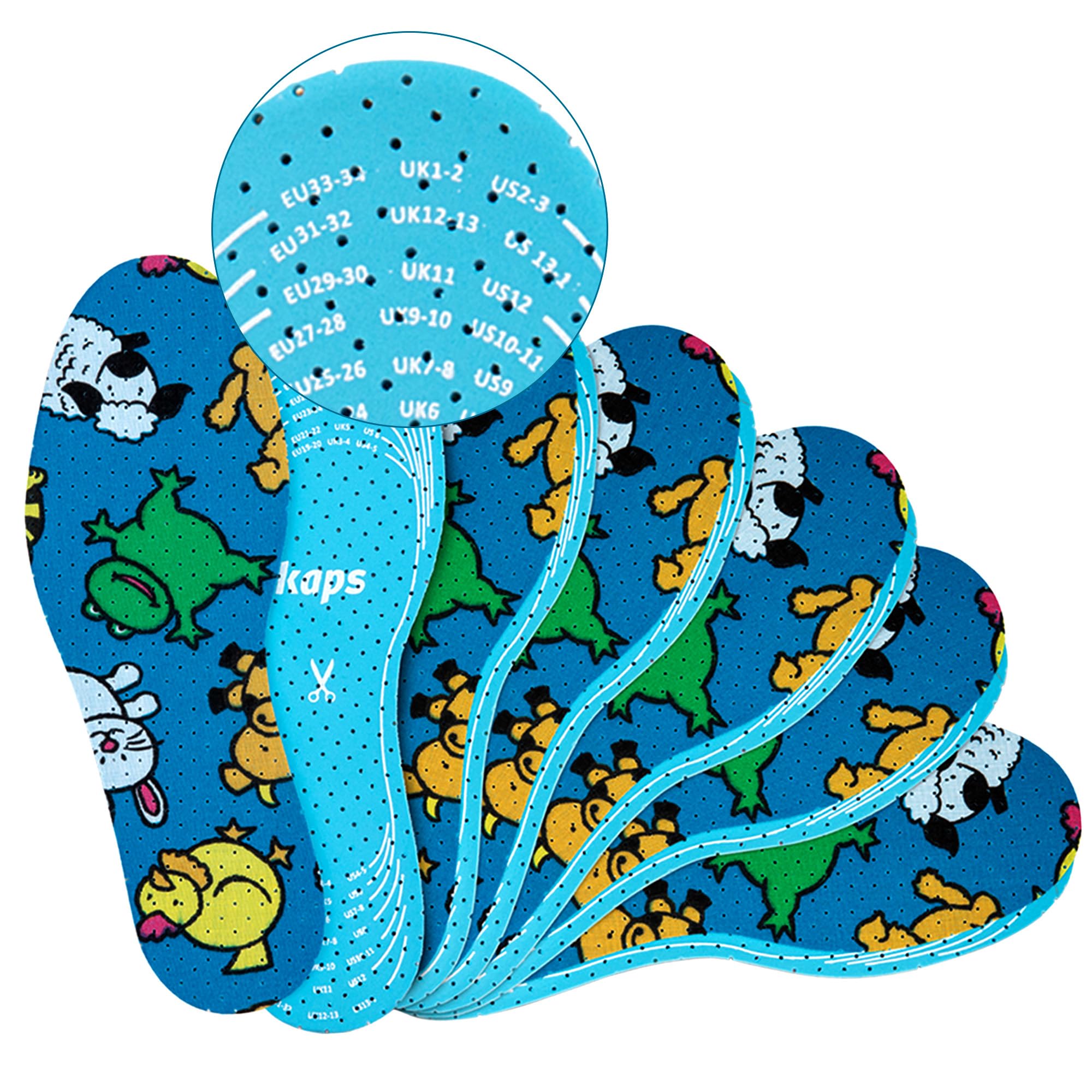 – Shoe Insoles for Kids 6 Pair Pack | Comfortable Shoe Inserts Set For Everyday Use | Cut-to-Size Shoe Insoles For Kids With Fun and Cool Design | Kaps Offspring