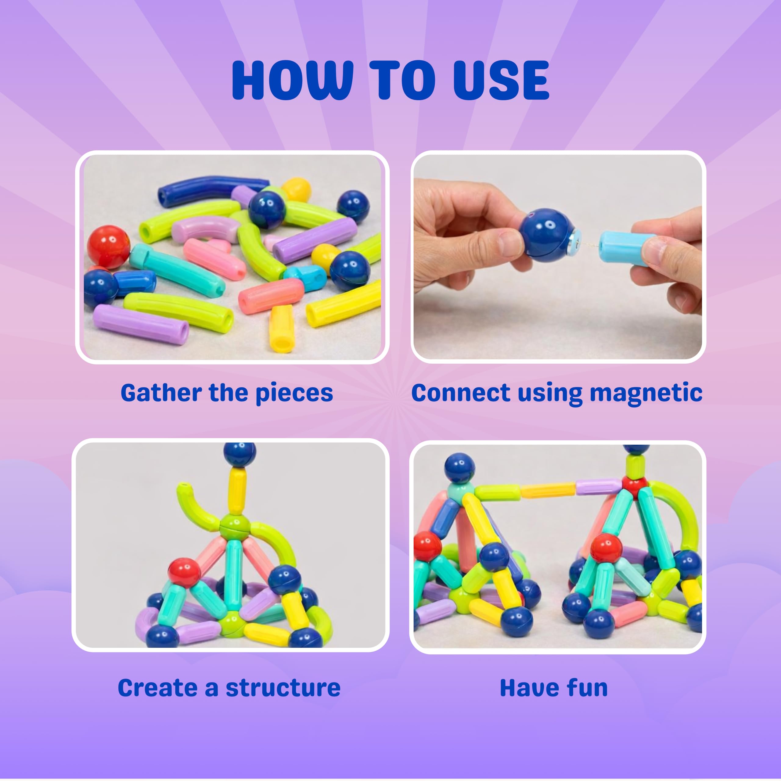 Wishluck Magnetic Building Blocks for Kids | Construction STEM Building Toys for Kids 2β5 Years | Safe Magnetic Blocks for Toddlers, Boys & Girls | Educational Blocks & Magnet Toys (Multicolour, 36)