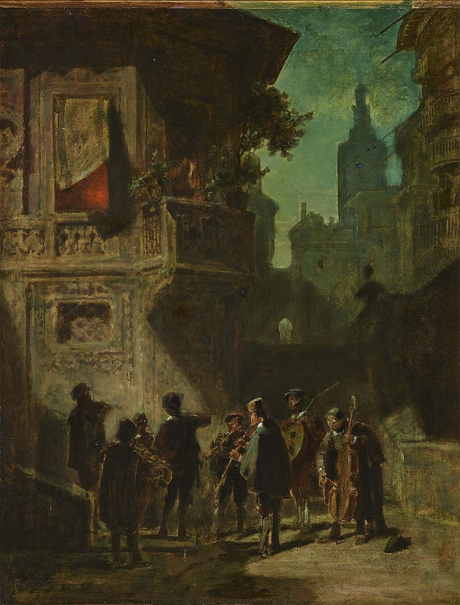 ARTXLXXBN Famous Prints Artwork Pictures Poster Painting Art Southern Landscape by Carl Spitzweg Artwork Landscape Pictures for Home Decor 60x90cm