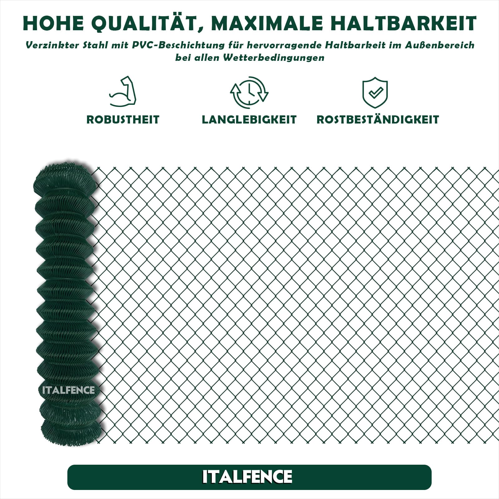 Maschendraht-Geflecht Ø2,40mm, grün kunststoffbeschichtet, 25m [175cm]