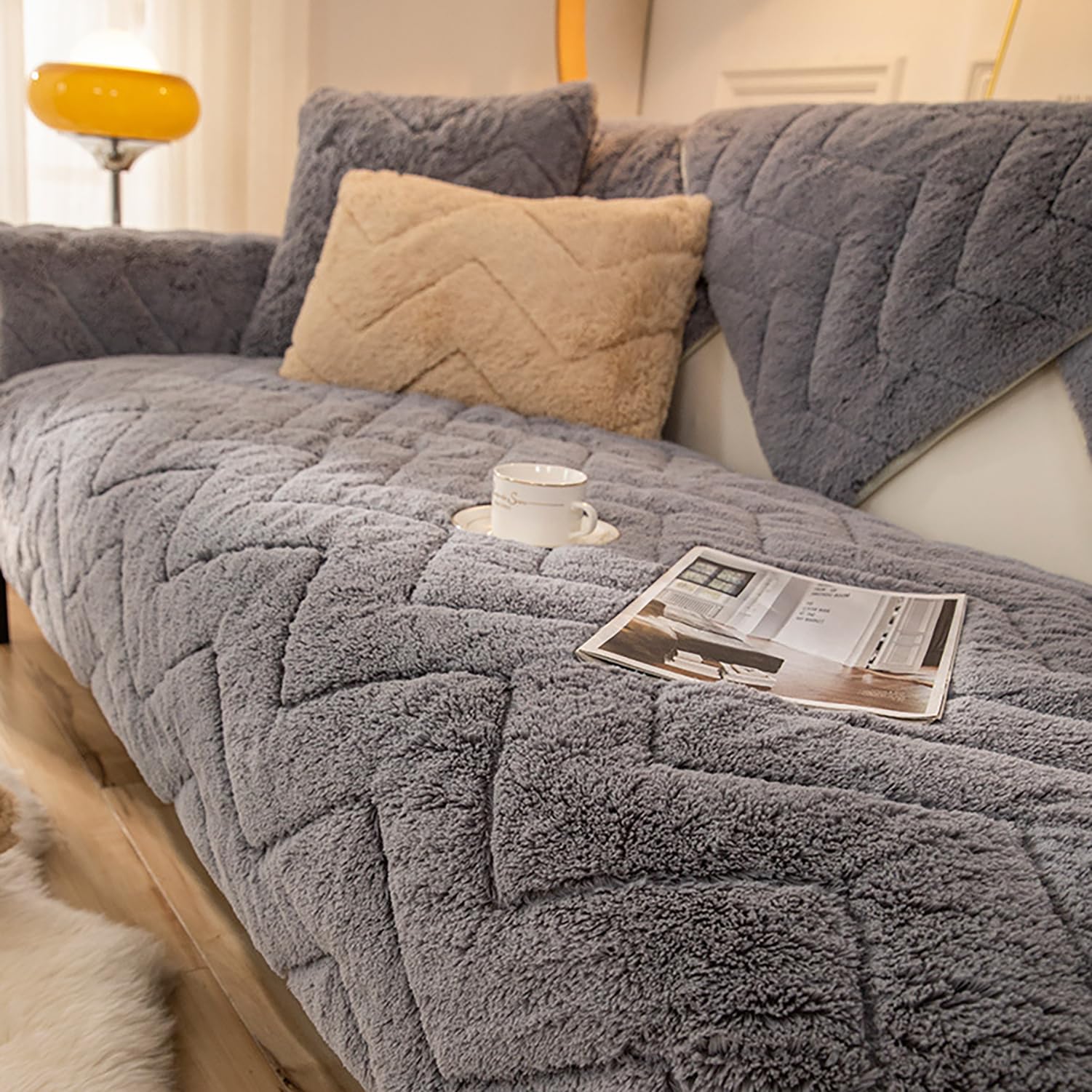 Tapis de canapé en peluche pour salon chaleureux avec chiens