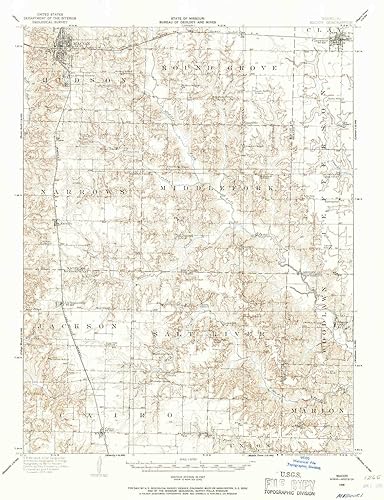 Macon MO mapa topo, escala 162500, 15 X 15 Minuto, Histórico, 1908, Actualizado en 1965, 20.9 x 16.9 in